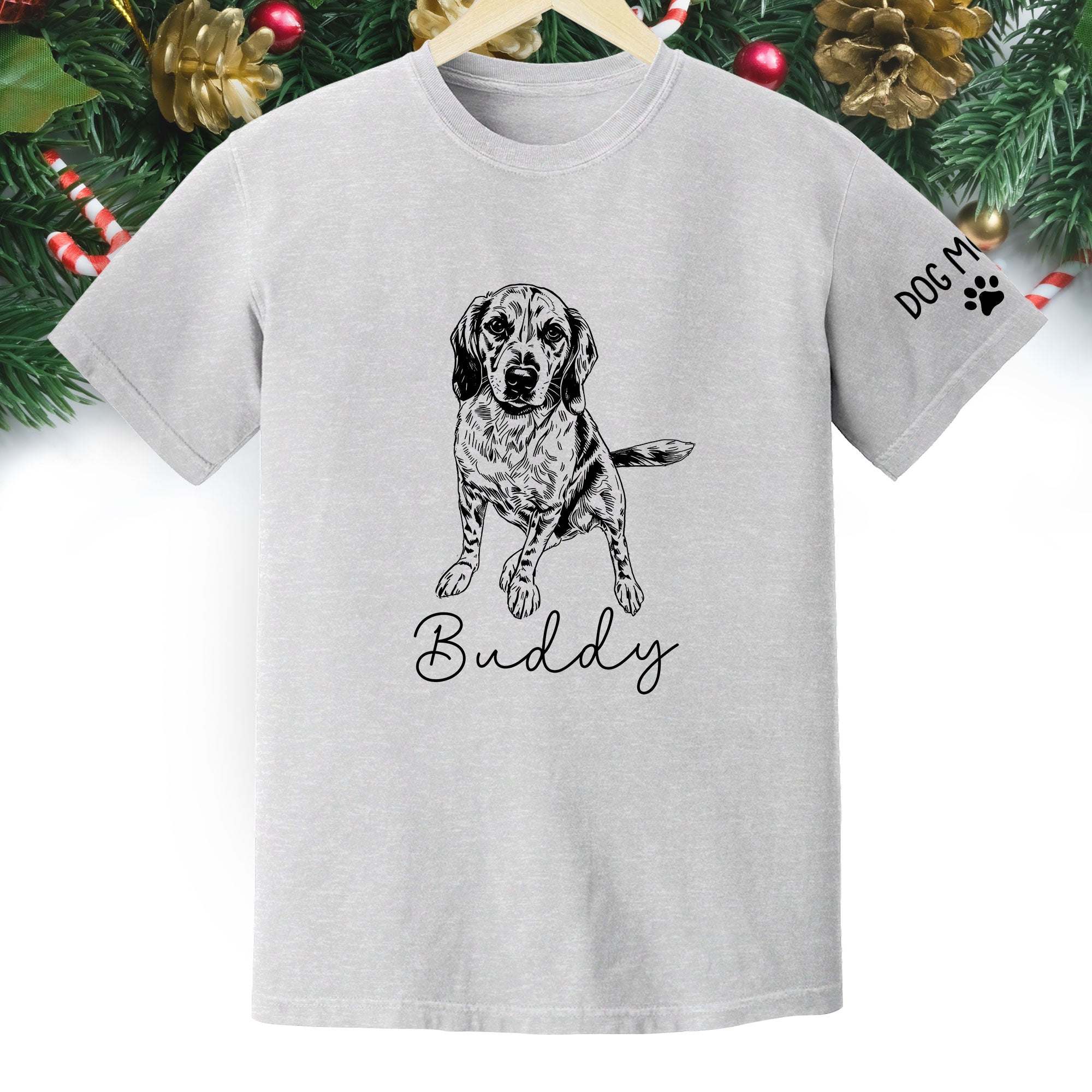 Personalized Dog Mom T-Shirt, Custom Dog Line Art Tee with Pet Name, Unique Gift for Dog Lovers