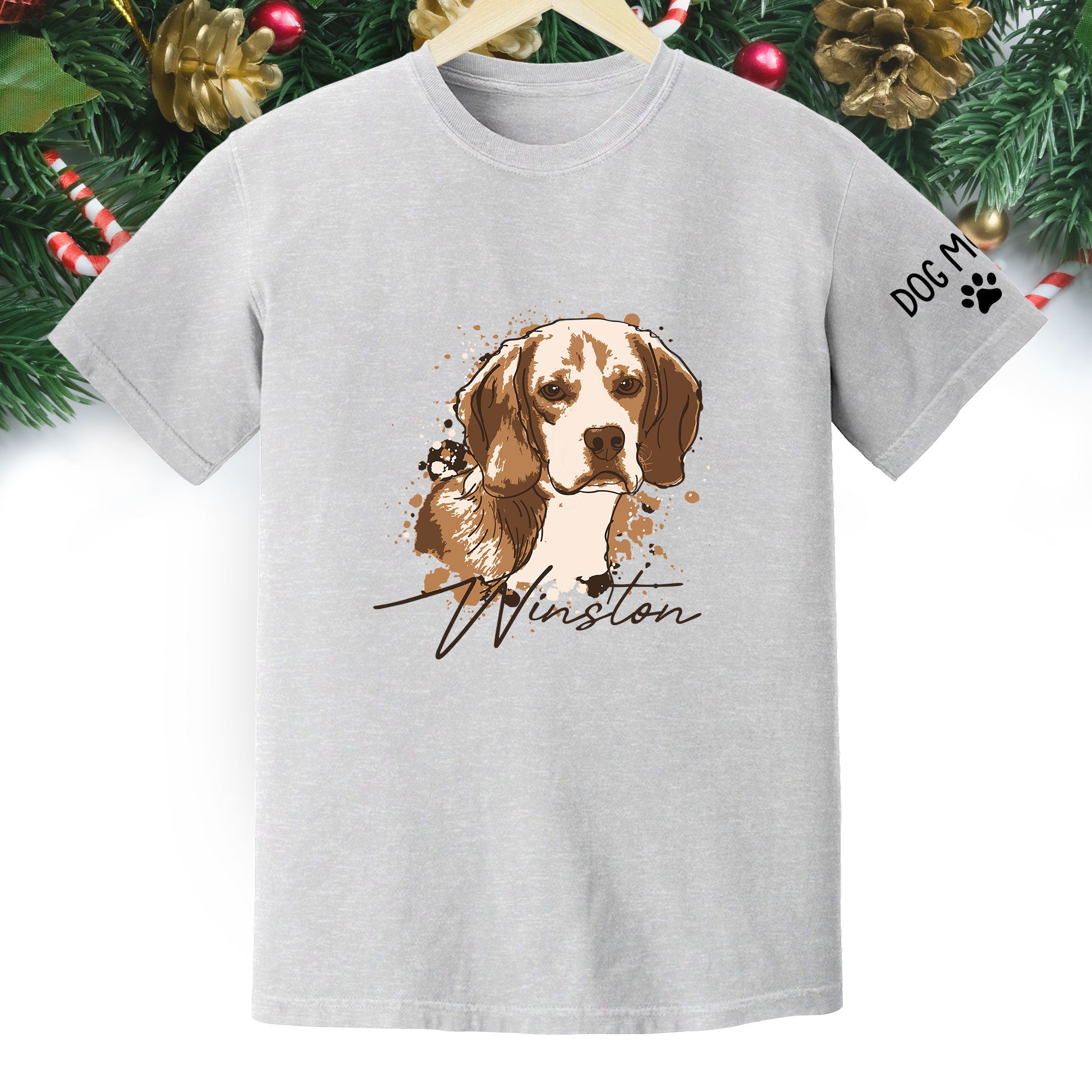 Personalized Dog Mom T-Shirt – Custom Dog Portrait Shirt with Pet Photo & Name, Unique Gift for Pet Lovers