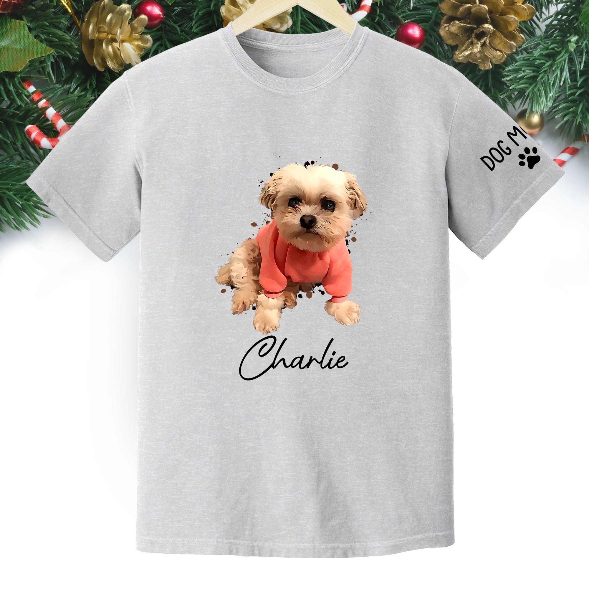 Personalized Dog Mom T-Shirt – Custom Dog Photo Shirt with Pet Name, Cute Gift for Pet Lovers