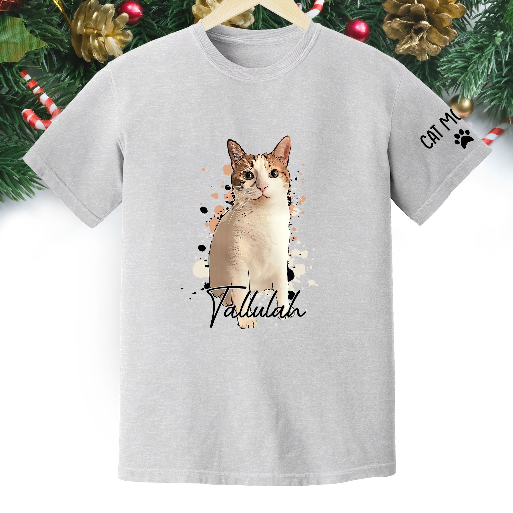 Personalized Cat Mom T-Shirt – Custom Cat Photo Shirt with Pet Name, Unique Gift for Cat Lovers