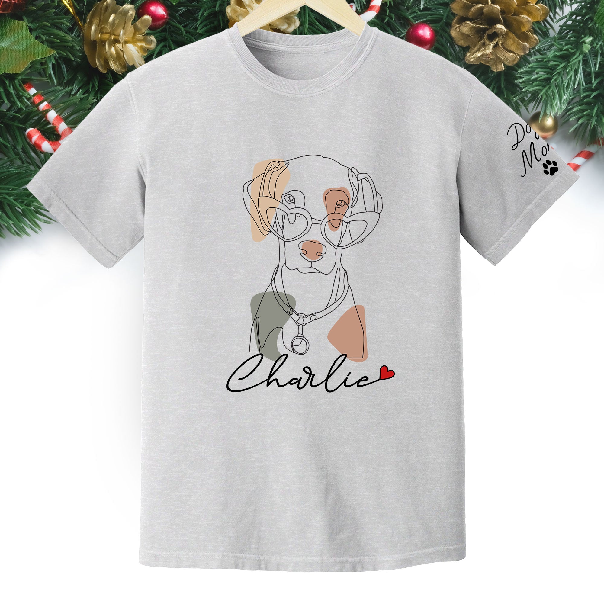 Christmas Dog Mom T-Shirt – Personalized Pet Photo Shirt, Custom Holiday Gift for Women