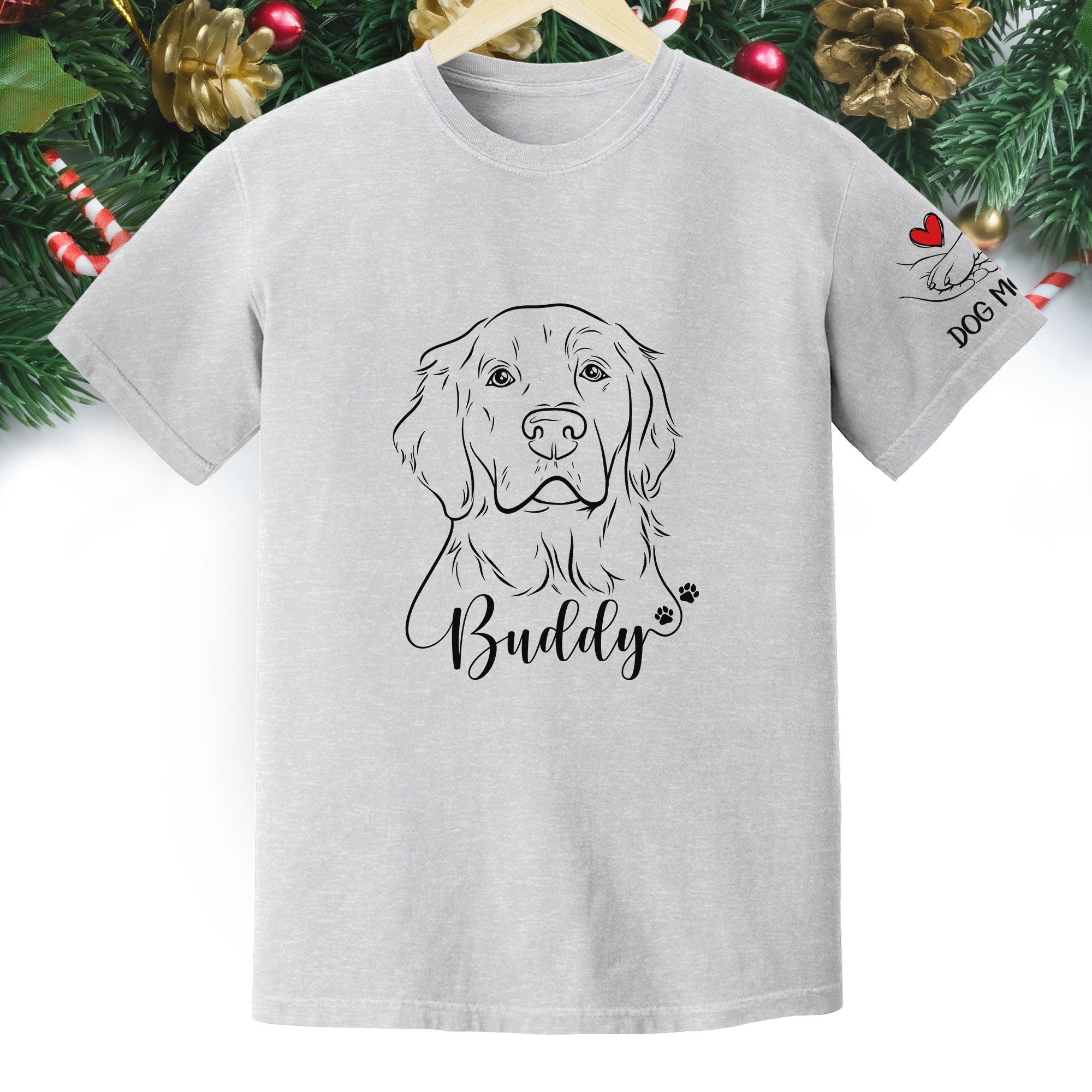 Custom Dog Mom T-Shirt – Personalized Line Art Dog Drawing, Unique Gift for Pet Lovers
