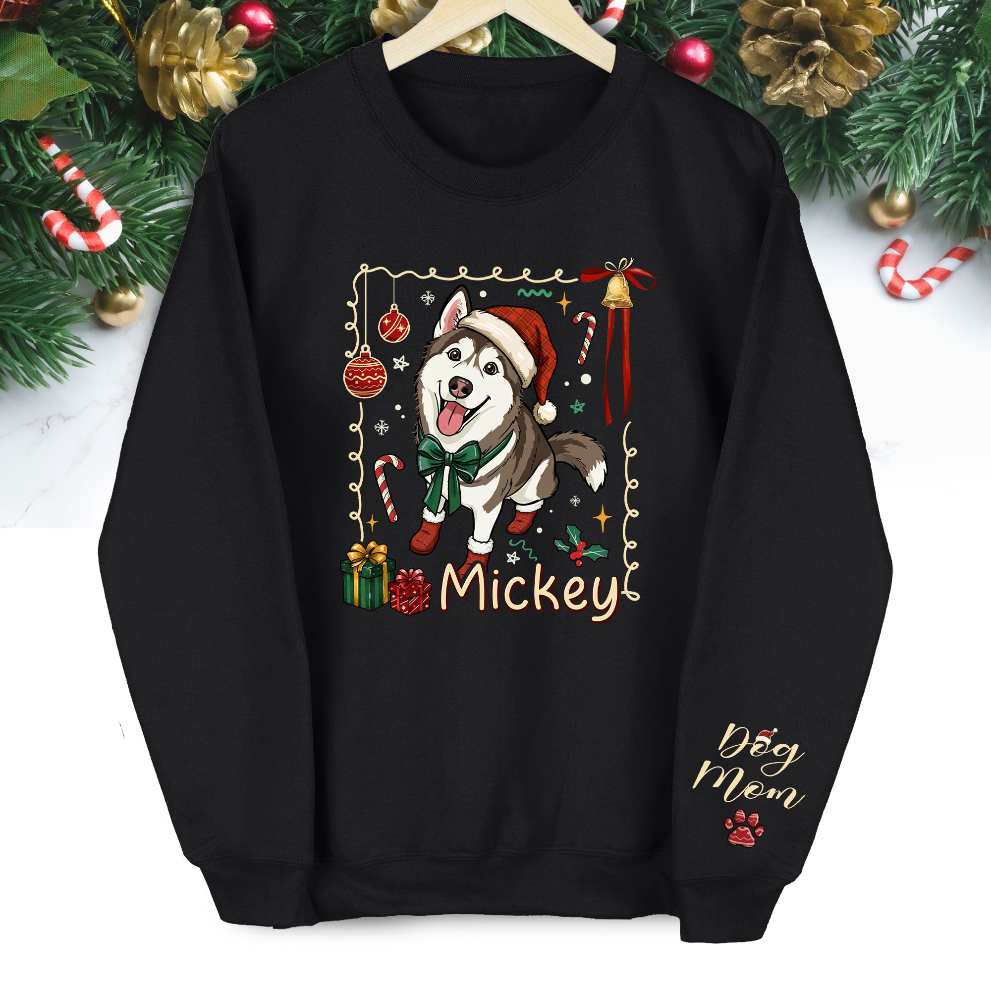 Personalized Dog Mom Sweatshirt – Custom Christmas Sweatshirt for Women