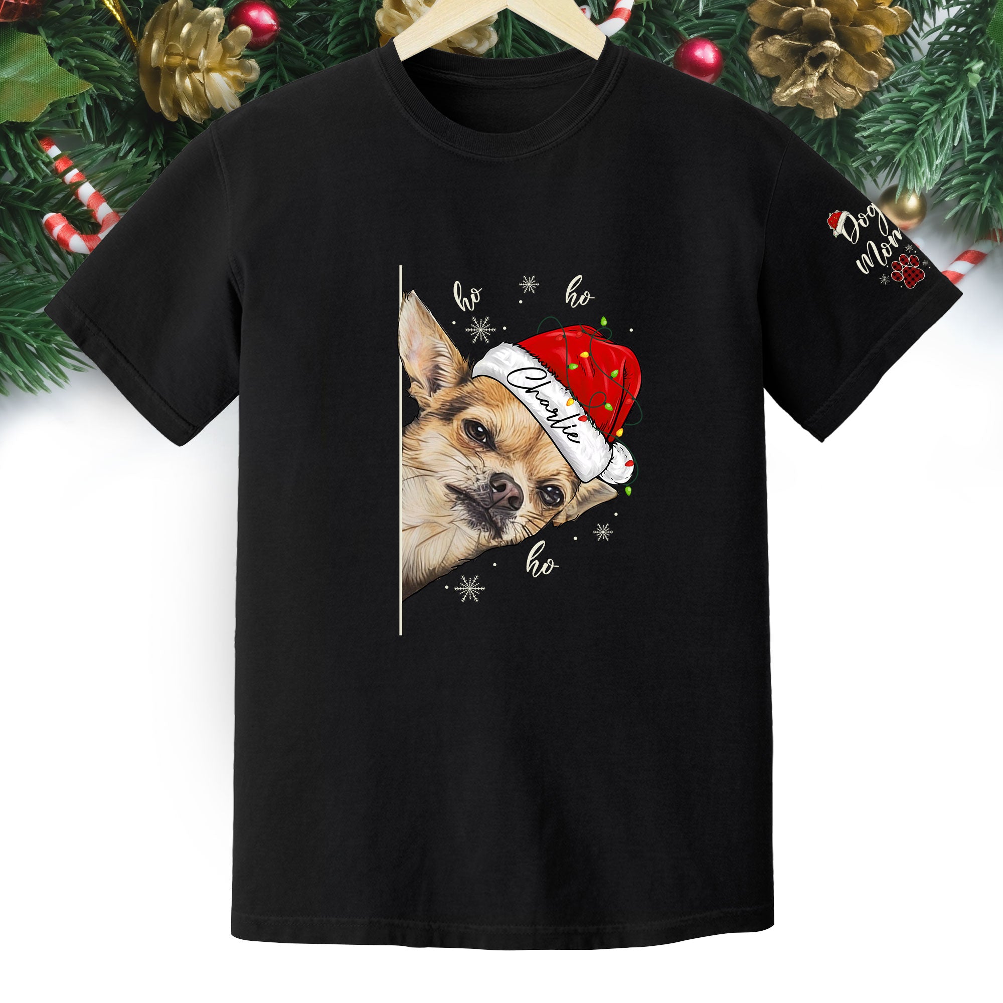 Custom Pet T-Shirt – Personalized Dog Photo Shirt, Christmas Gift for Women Dog Mom