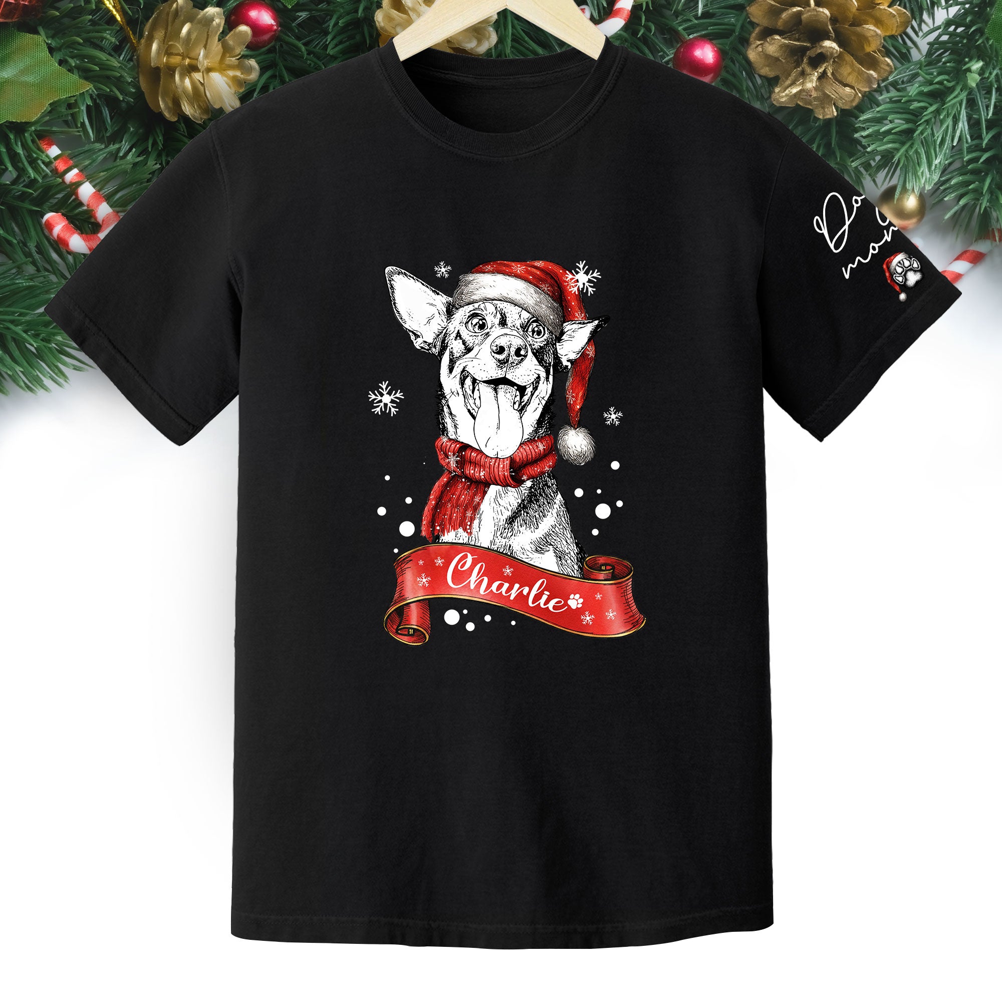 Christmas Dog T-Shirt – Custom Pet Photo Shirt, Funny Personalized Gift for Pet Lover