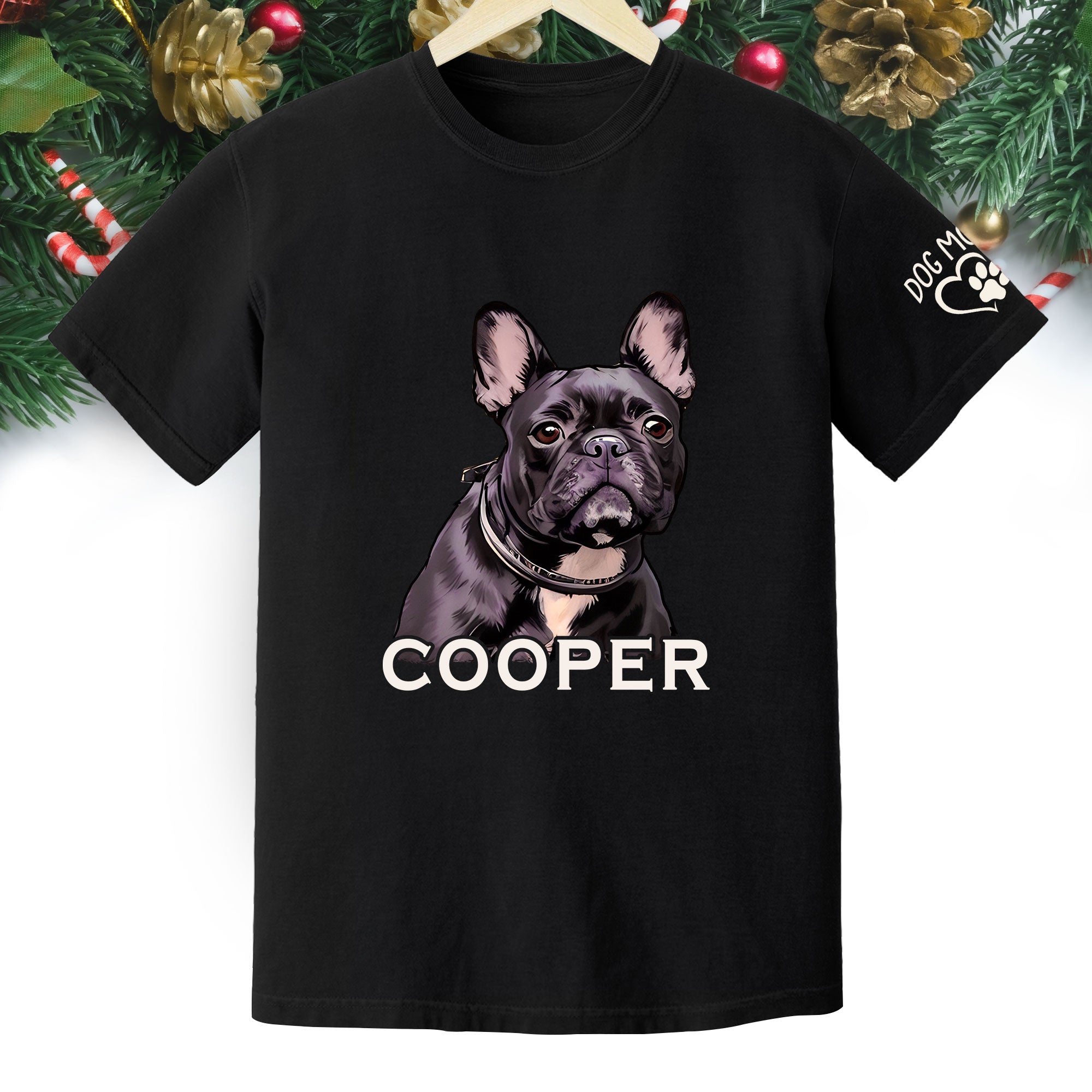 Custom Dog Mom T-Shirt – Personalized Pet Portrait & Name, Cute Dog Lover Gift