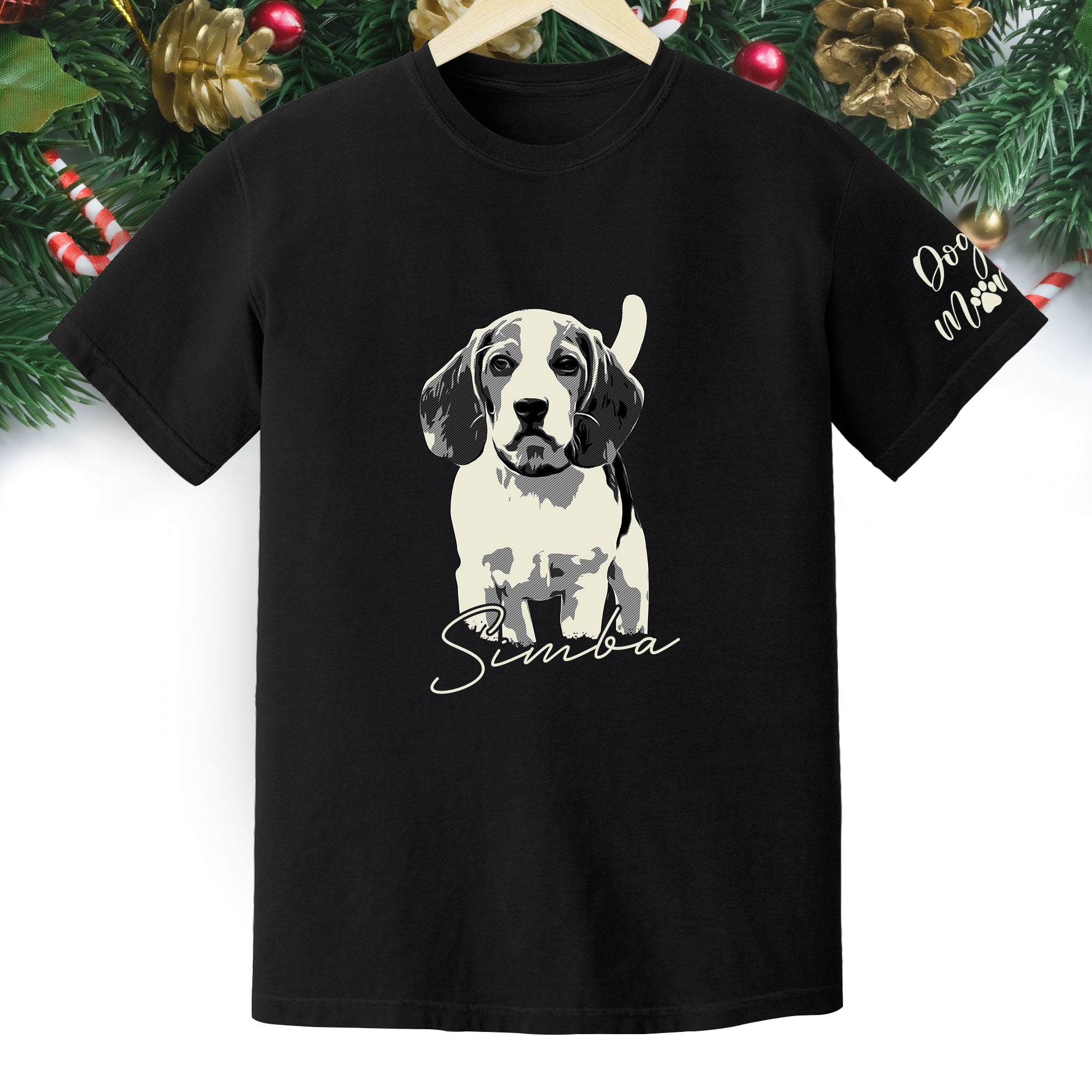 Custom Dog Lover T-Shirt with Name & Sleeve Print – Personalized Pet Graphic Tee