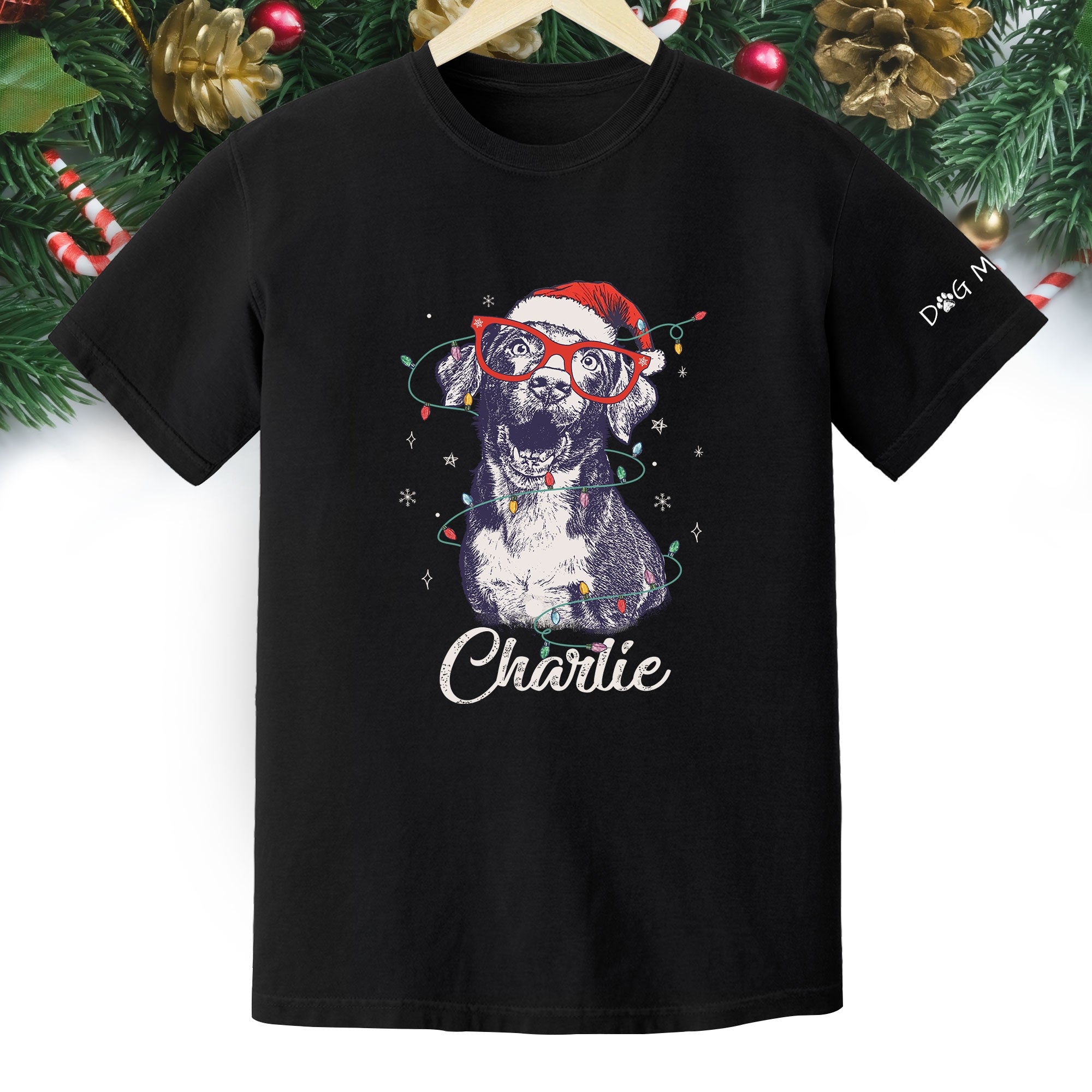 Personalized Dog Christmas Shirt – Custom Pet Photo Tee, Holiday Gift for Dog Mom