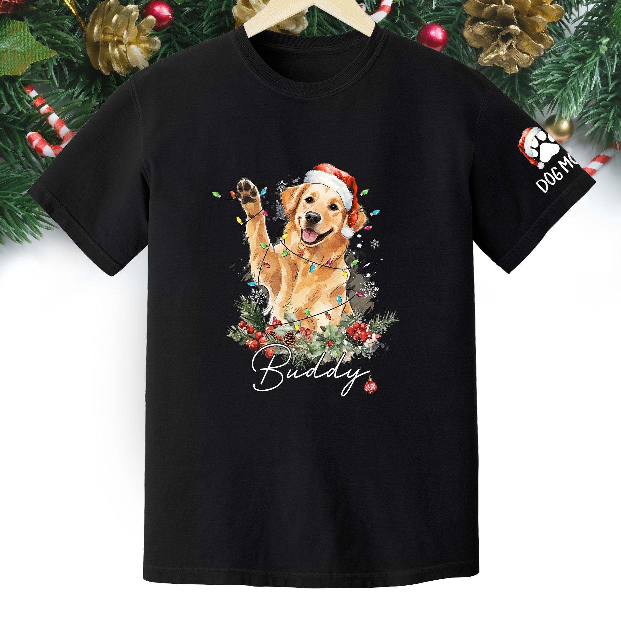 Custom Pet Photo T-Shirt – Personalized Dog Christmas Tee, Funny Gift for Dog Lovers