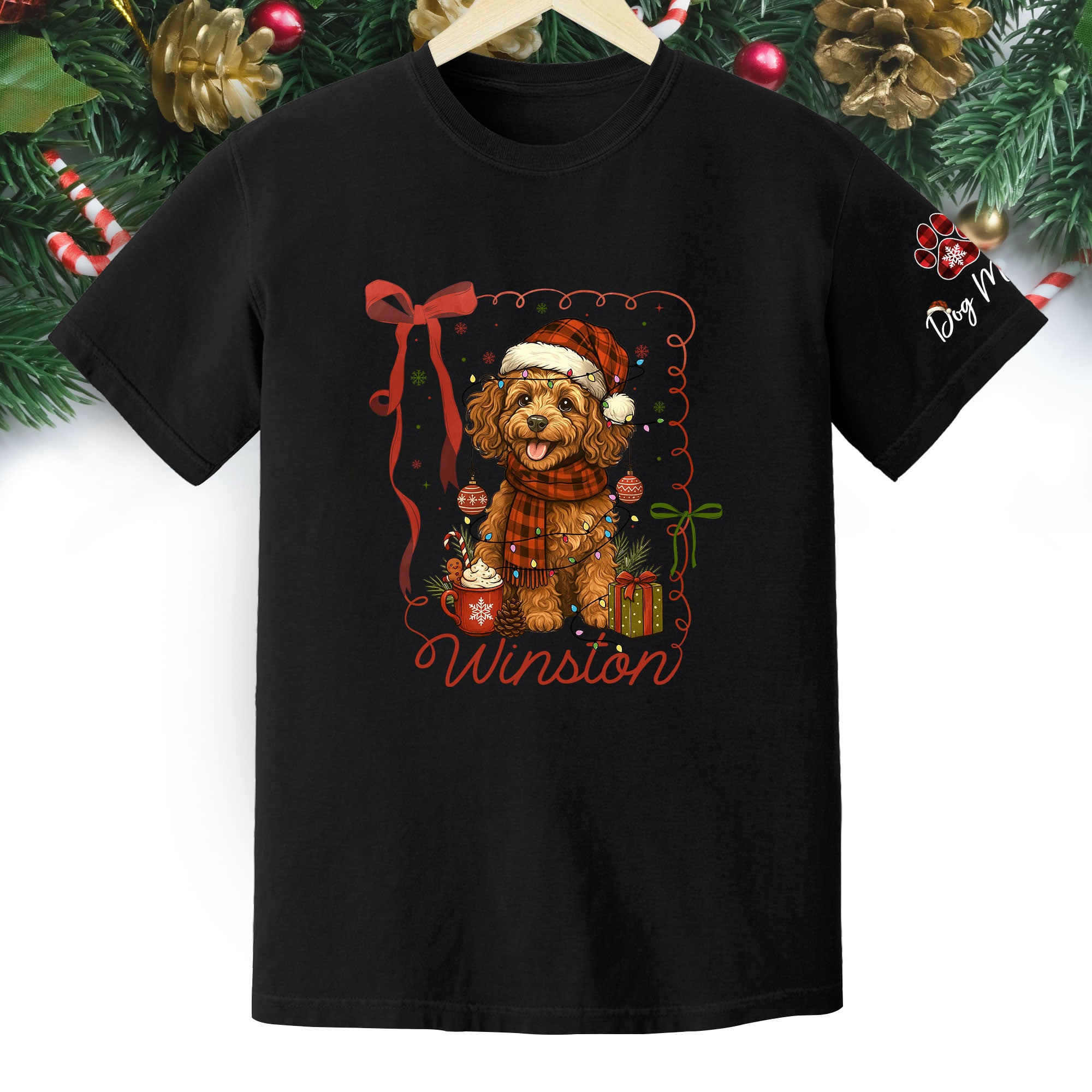 Dog Mom Christmas Shirt – Custom Pet Face T-Shirt, Personalized Holiday Gift Idea