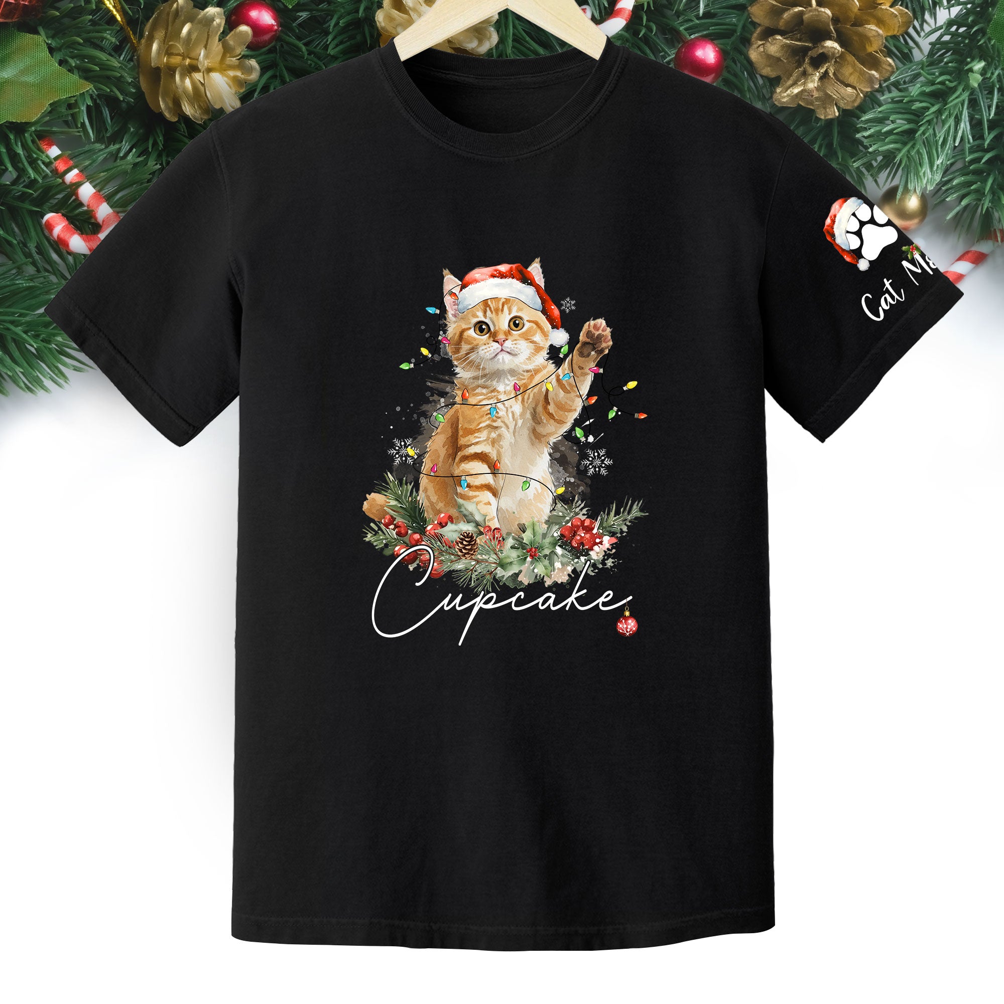 Custom Cat Lover T-Shirt – Personalized Pet Photo Christmas Shirt, Cute Gift for Pet Lovers