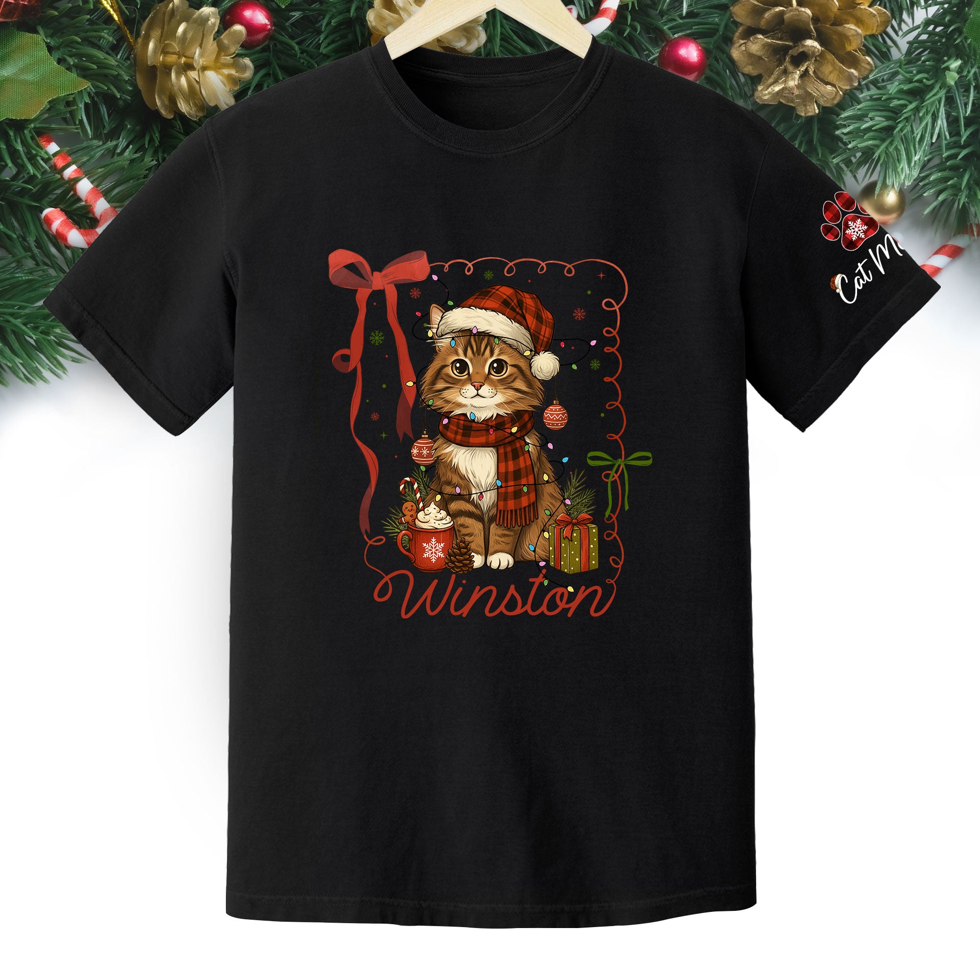 Custom Pet Christmas Shirt – Personalized Cat Photo Tee, Funny Holiday Gift for Pet Lovers