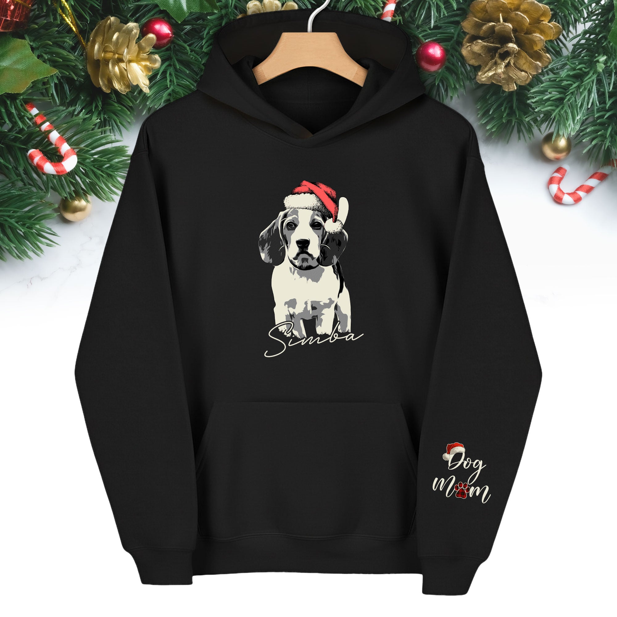 Custom Pet Photo Hoodie – Personalized Dog Hoodie with Christmas Design for Dog Lovers
