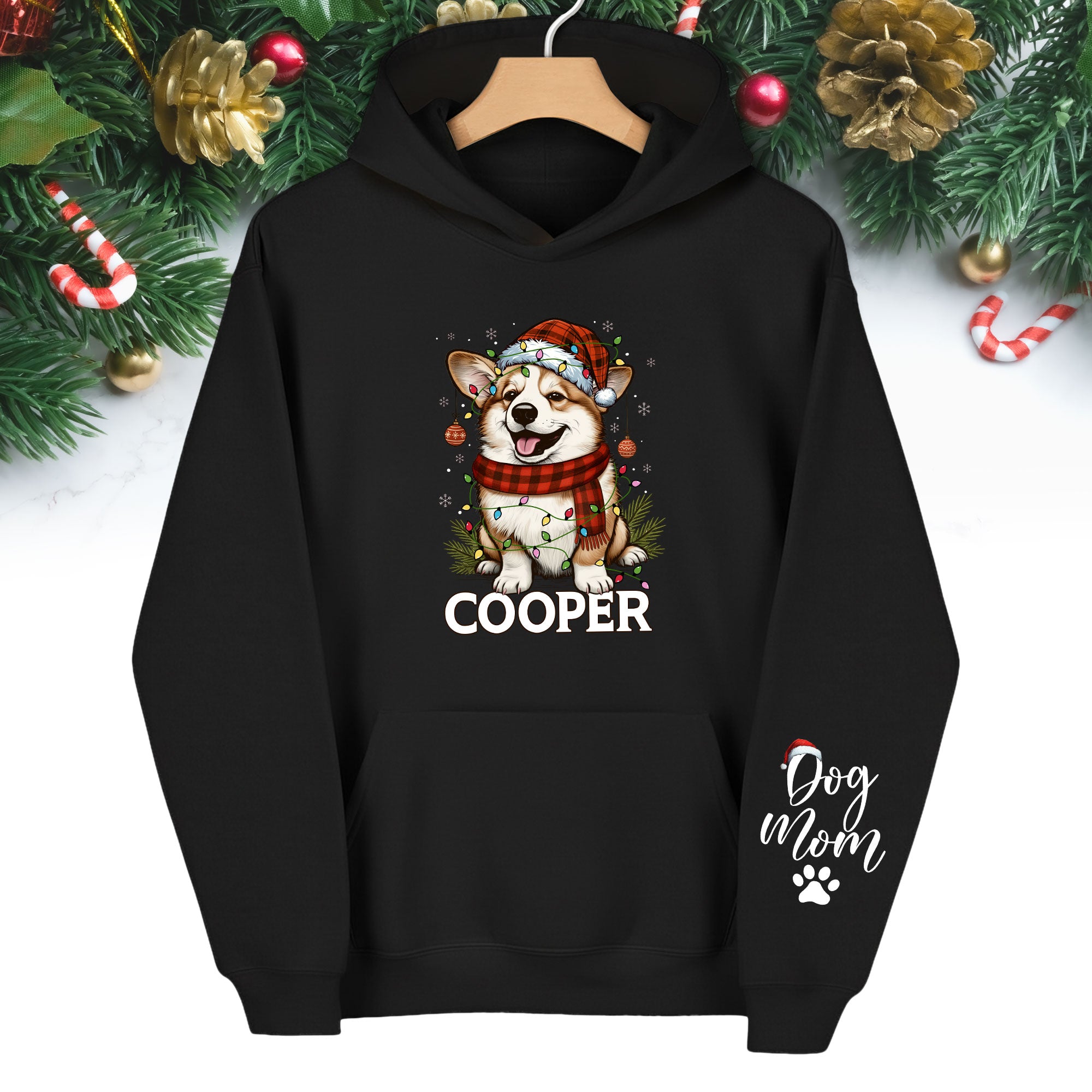 Custom Dog Mom Hoodie – Personalized Pet Photo Christmas Hoodie, Cute Gift for Dog Lovers