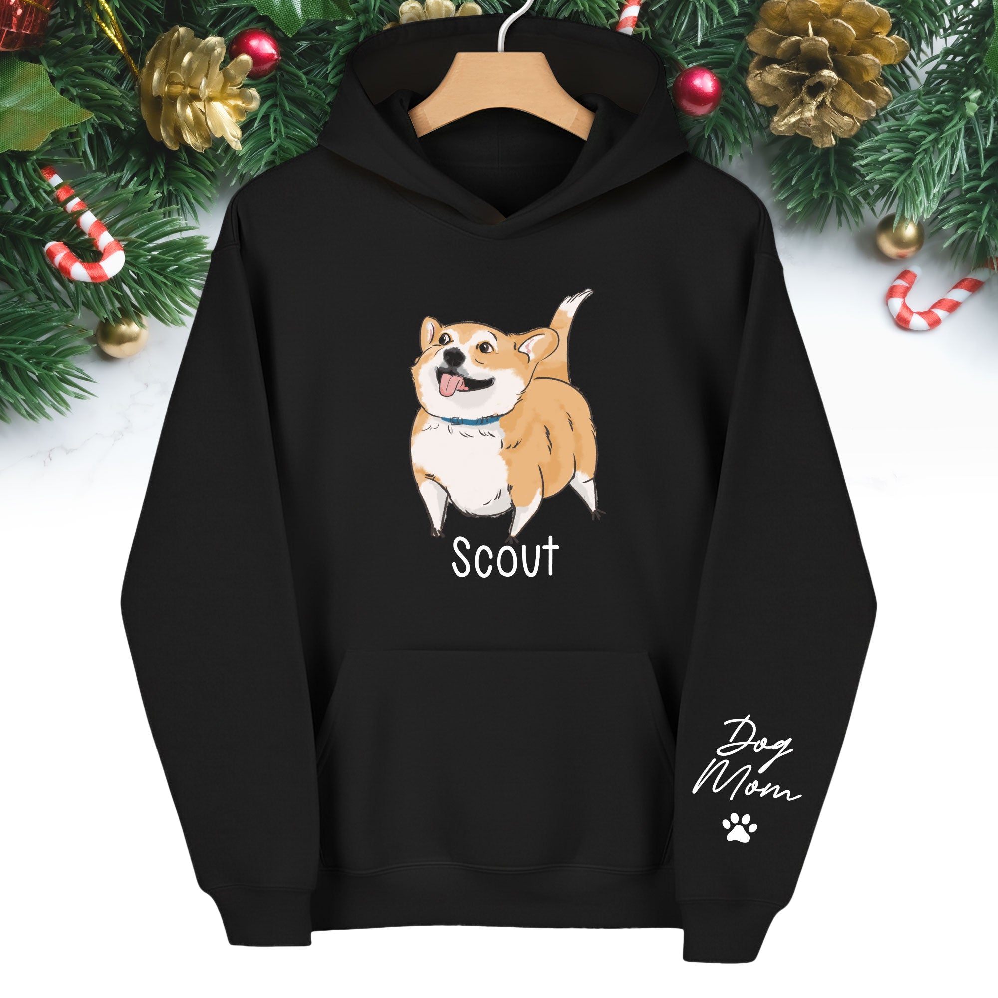 Custom Dog Mom Hoodie – Personalized Dog Hoodie with Pet Photo & Name, Cute Gift for Pet Lovers