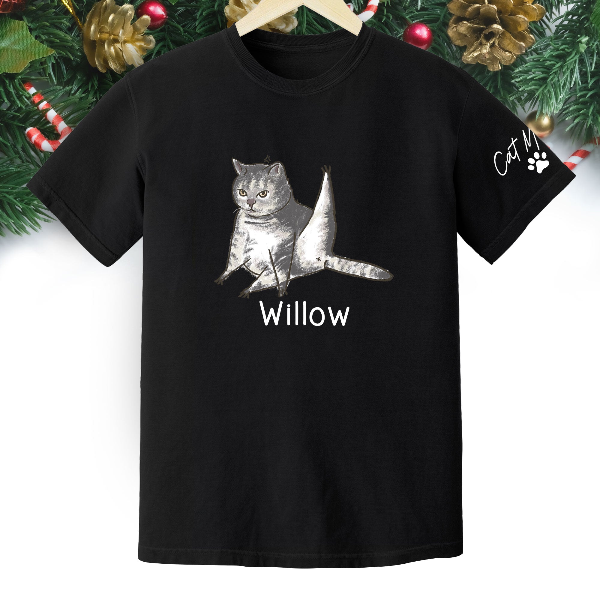 Custom Cat Mom T-Shirt – Personalized Funny Cat Shirt with Pet Photo & Name, Unique Gift for Cat Lovers
