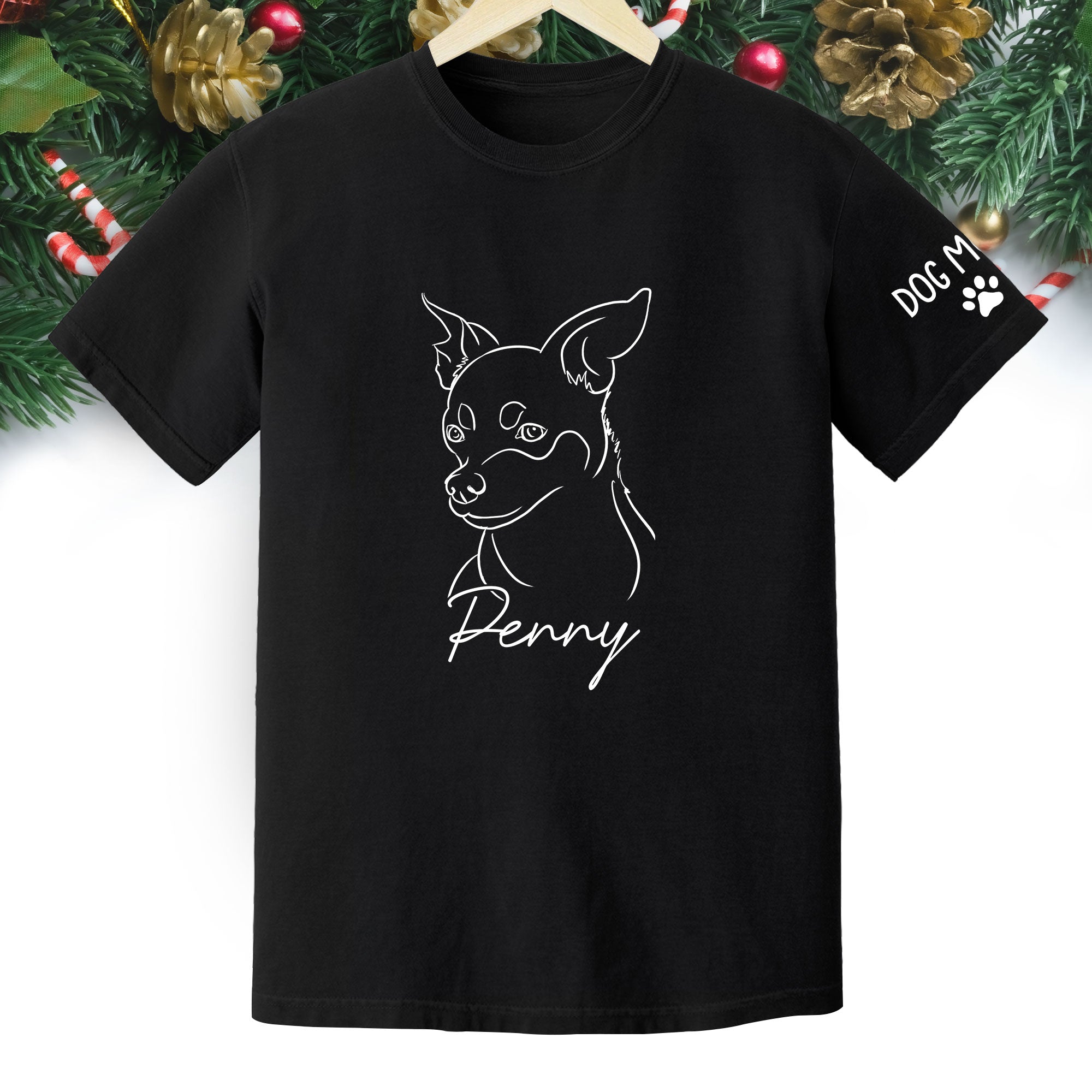 Personalized Dog Mom T-Shirt – Custom Dog Line Art Tee with Pet Name, Unique Gift for Dog Lovers