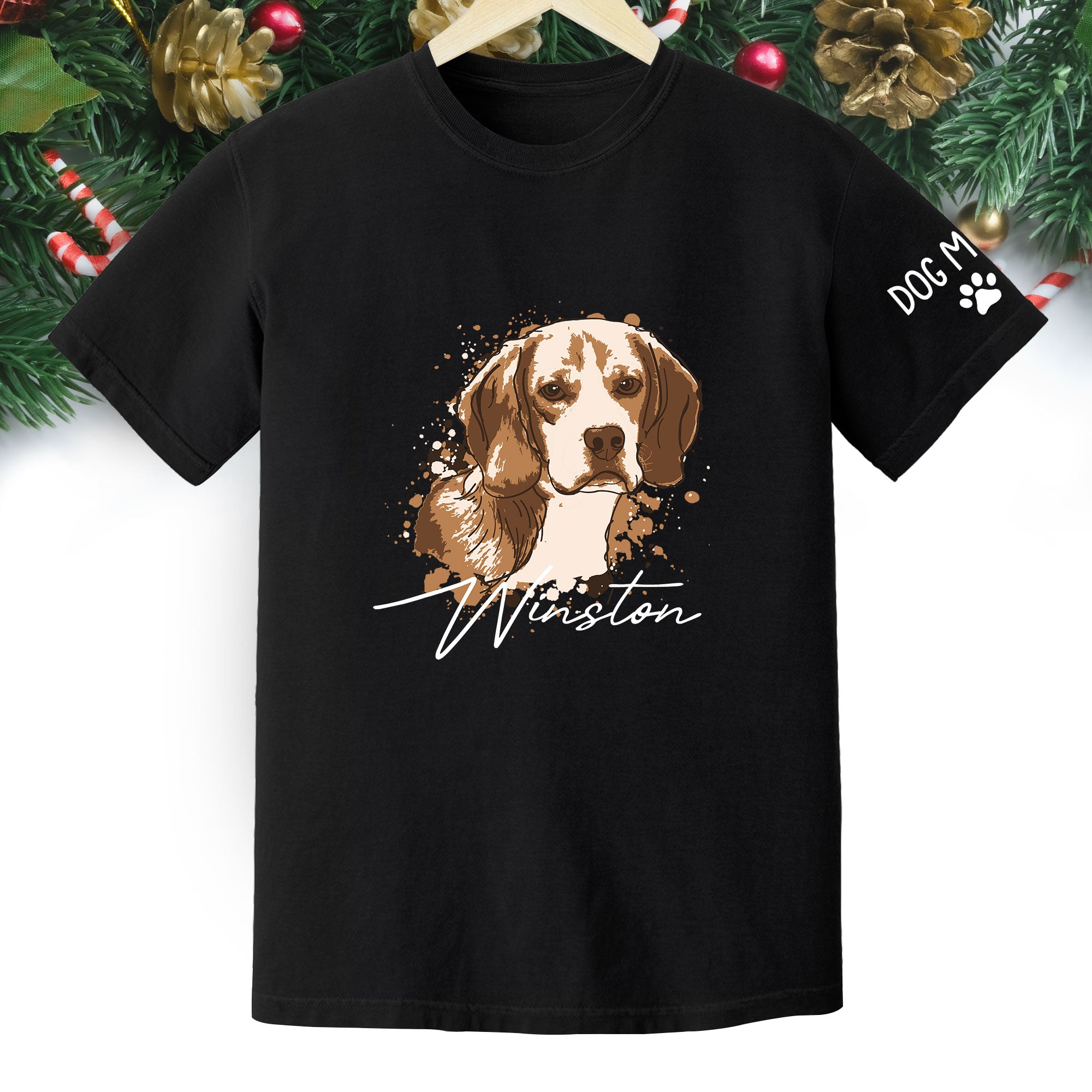 Personalized Dog Mom T-Shirt – Custom Dog Portrait Shirt with Pet Photo & Name, Unique Gift for Pet Lovers