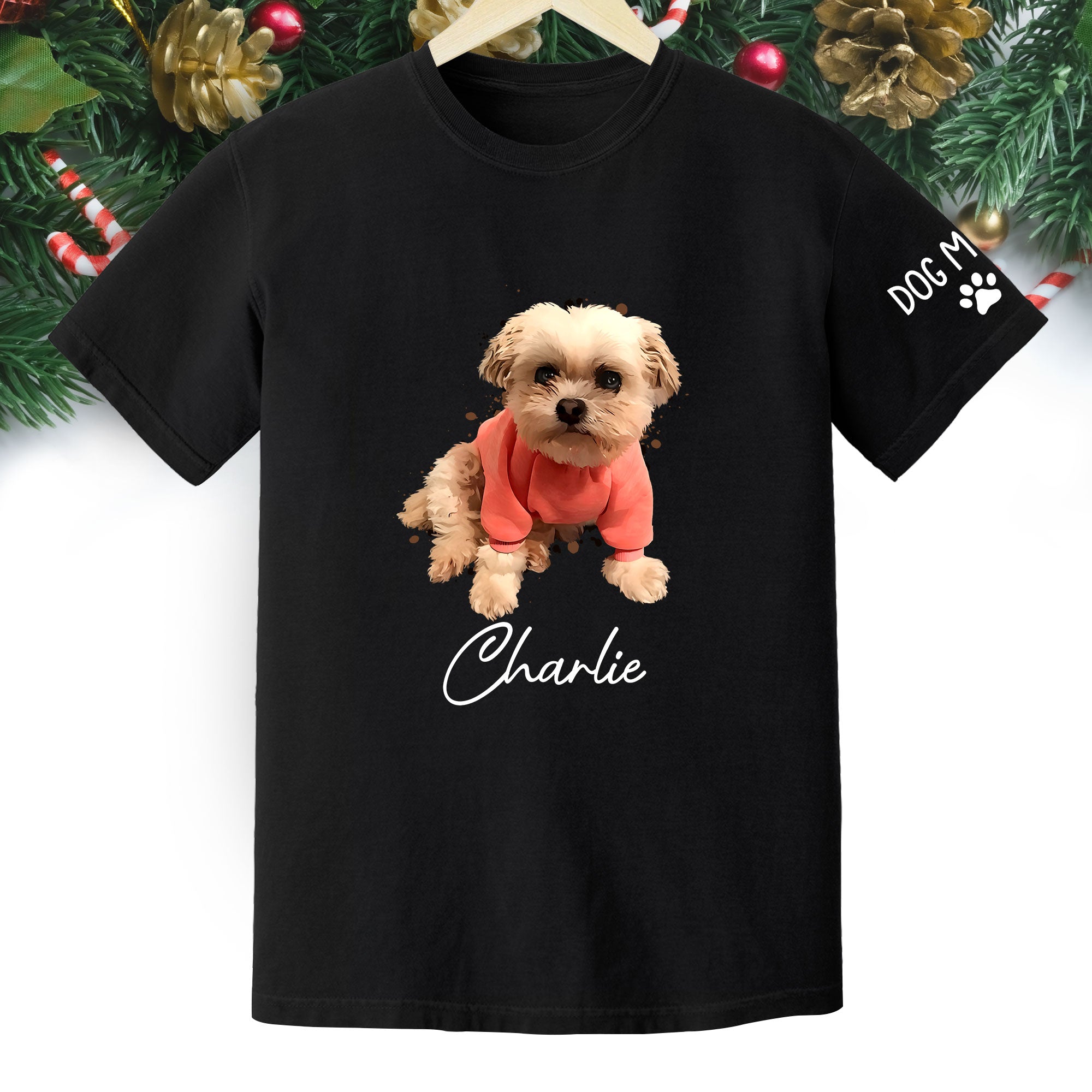 Personalized Dog Mom T-Shirt – Custom Dog Photo Shirt with Pet Name, Cute Gift for Pet Lovers