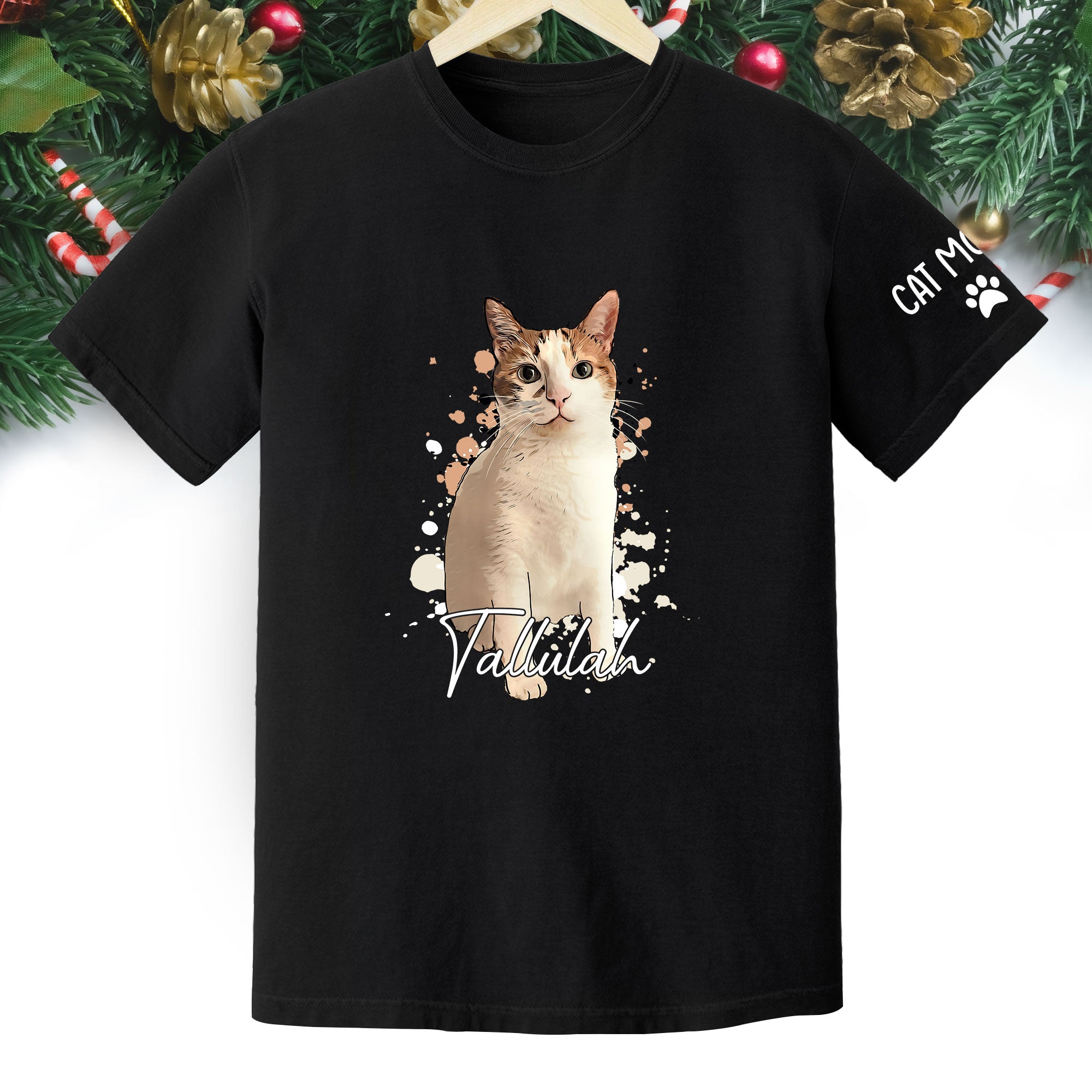 Personalized Cat Mom T-Shirt – Custom Cat Photo Shirt with Pet Name, Unique Gift for Cat Lovers