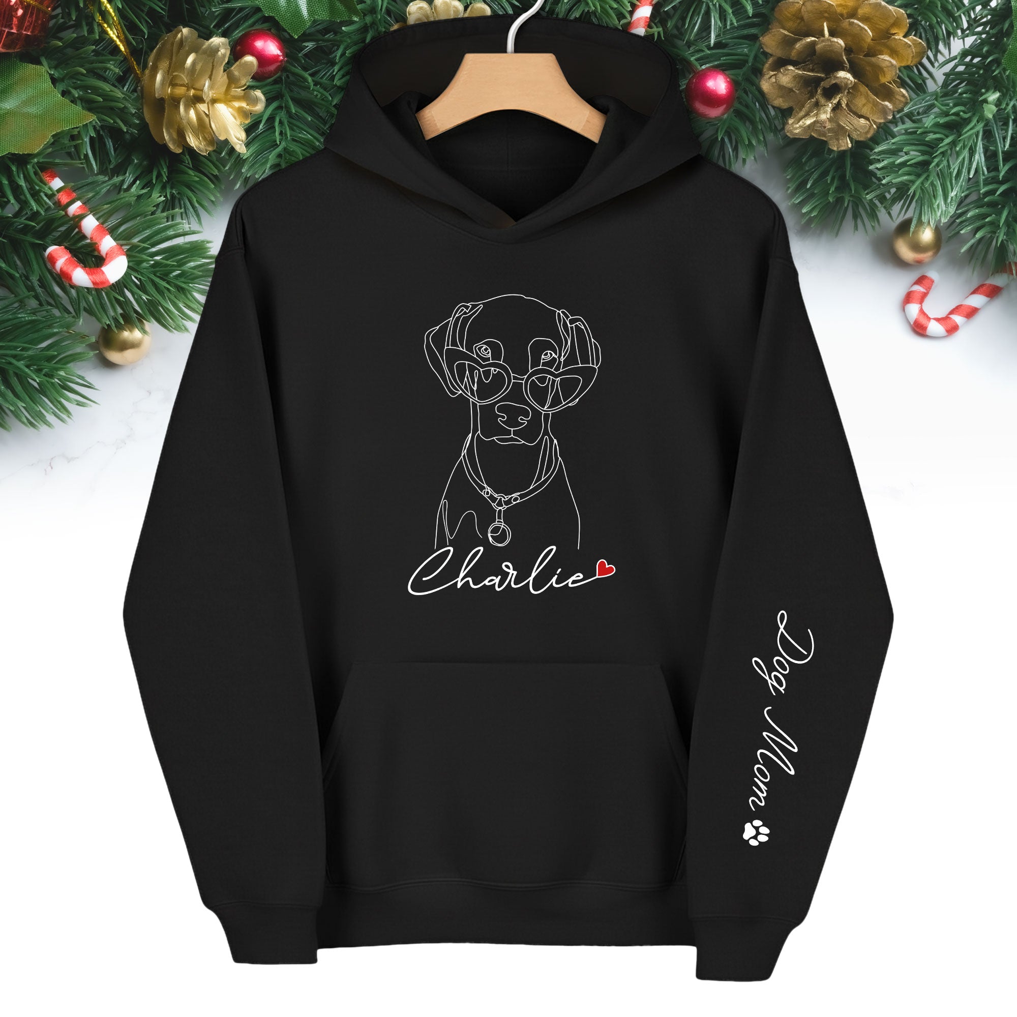 Custom Line Art Dog Hoodie – Personalized Pet Drawing & Name Gift for Pet Owners