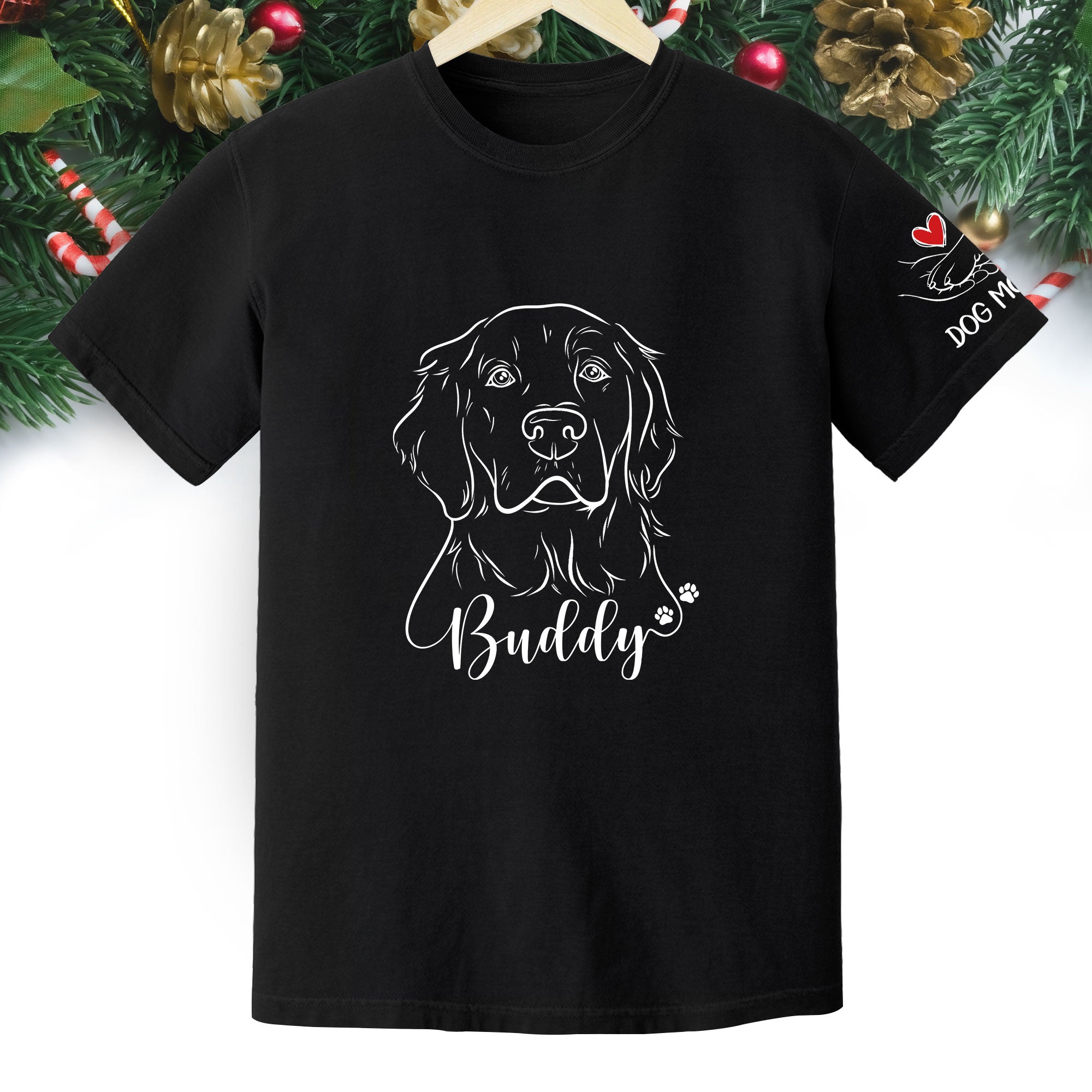 Custom Dog Mom T-Shirt – Personalized Line Art Dog Drawing, Unique Gift for Pet Lovers