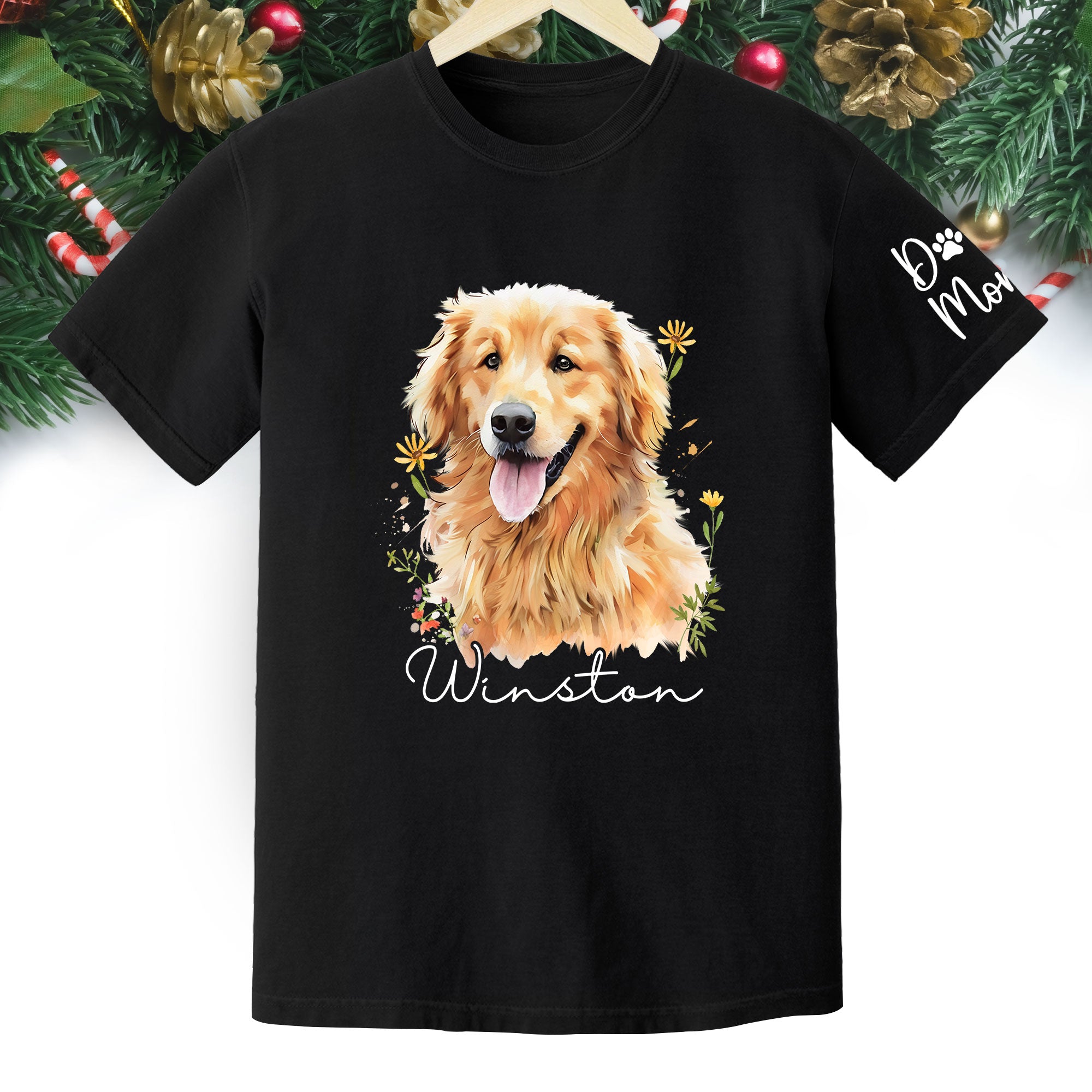 Custom Pet Portrait T-Shirt – Personalized Dog Lover Tee, Unique Gift for Dog Mom & Dog Dad