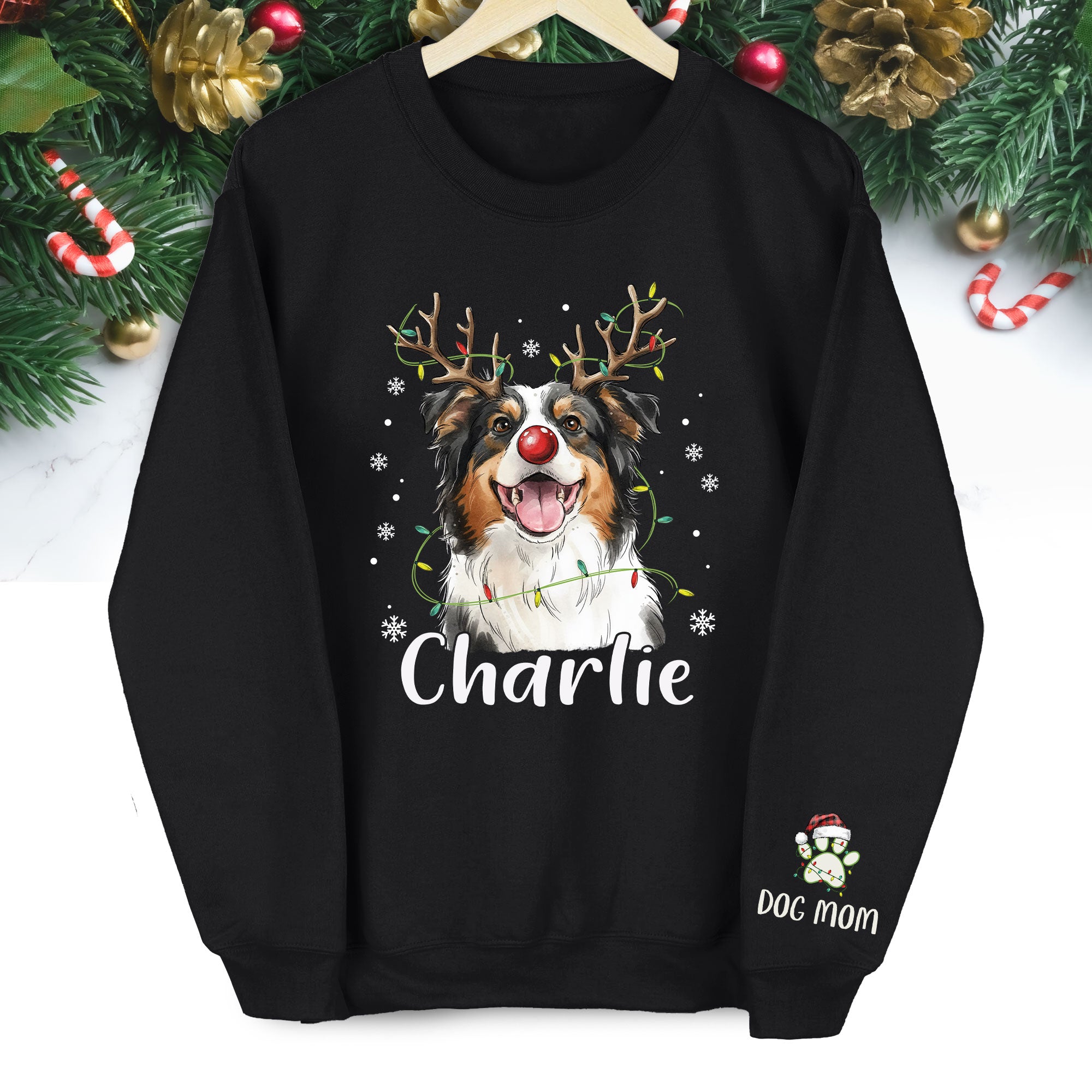 Personalized Dog Mom Sweatshirt with Custom Pet Face – Cozy Gift for Pet Owners