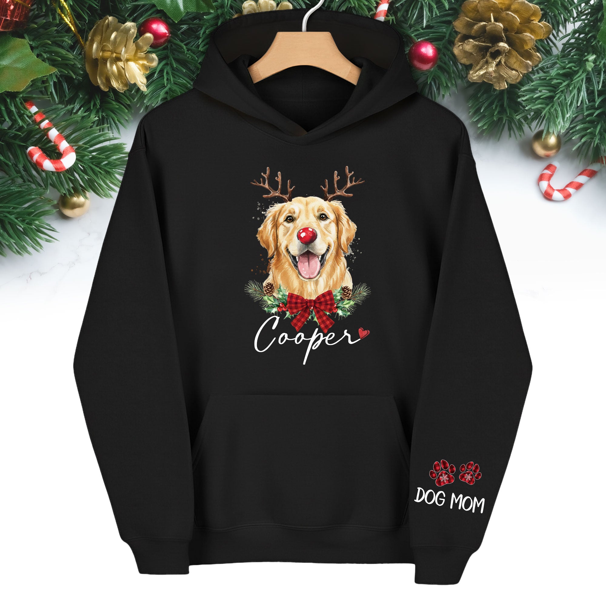 Dog Mom Christmas Hoodie – Cozy Holiday Sweatshirt for Pet Lovers