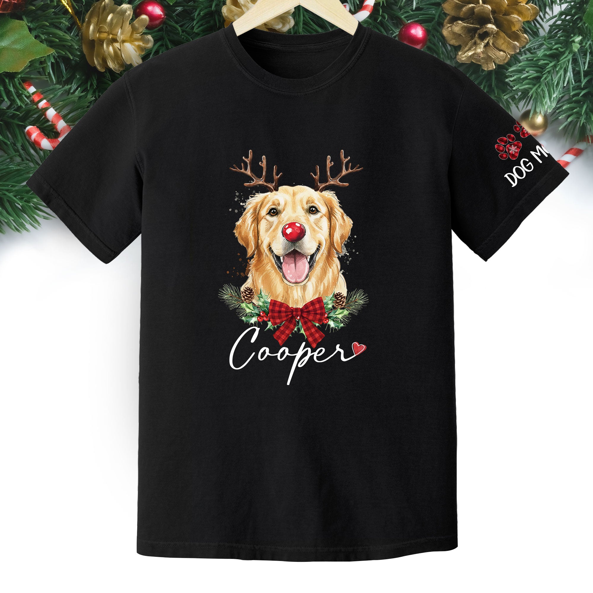 Dog Mom Christmas T-Shirt – Cute Personalized Holiday Tee for Pet Lovers