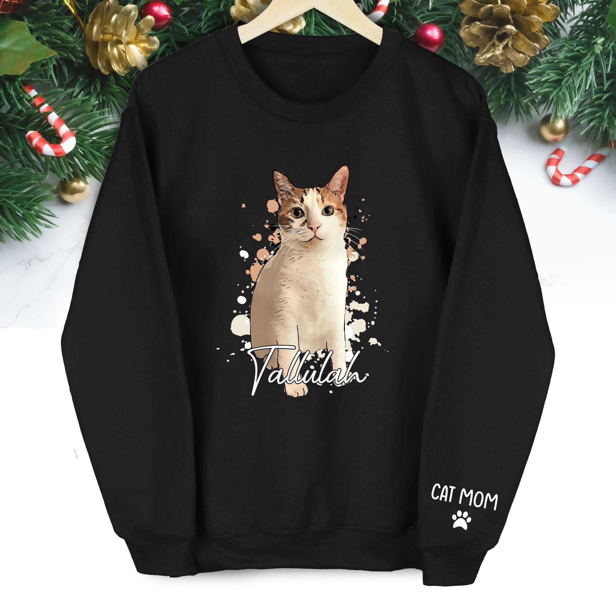 Personalized Cat Mom Sweatshirt – Custom Photo Sweatshirt for Women Cat Lovers