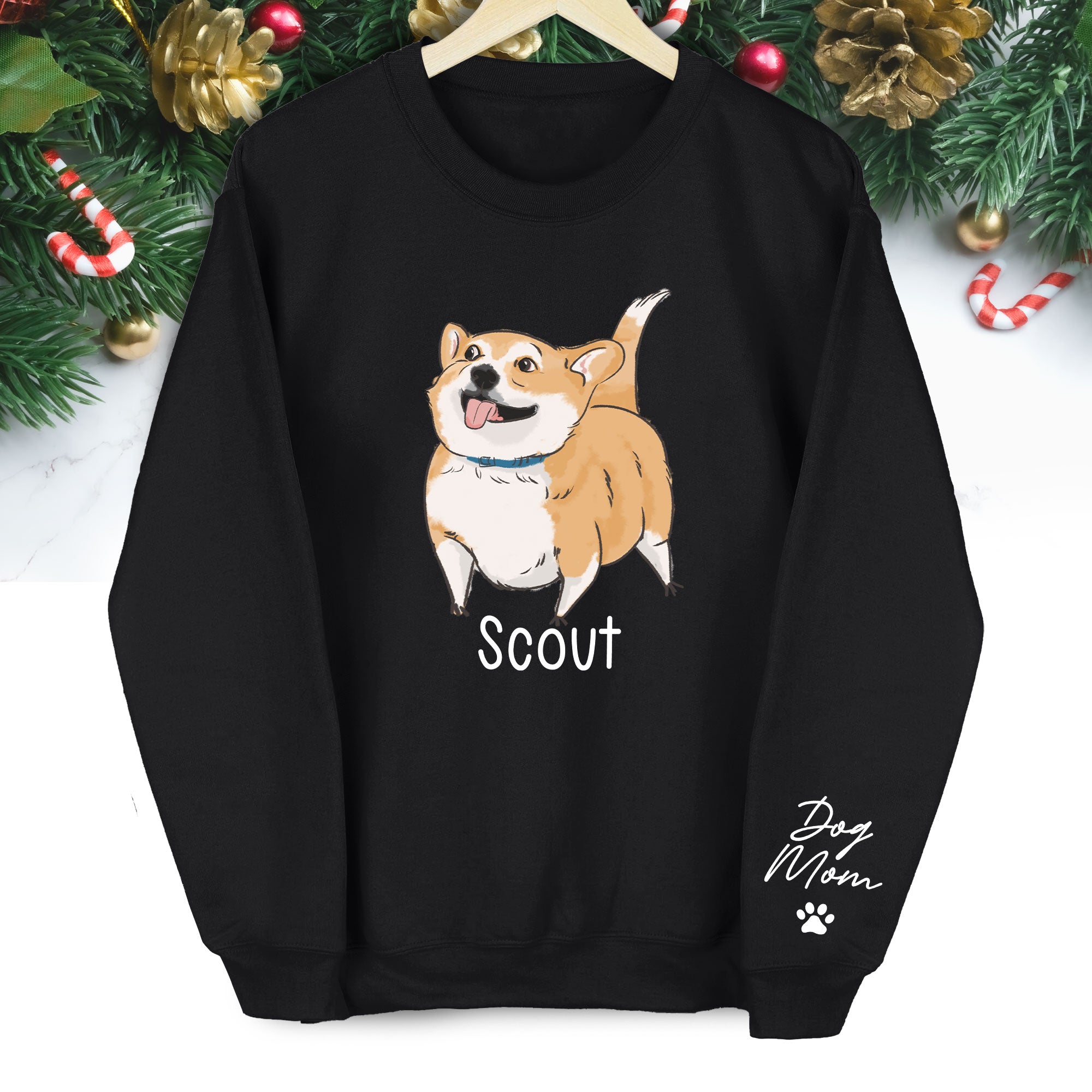 Custom Dog Sweatshirt - Photo & Text Personalized Christmas Gift for Pet Lovers