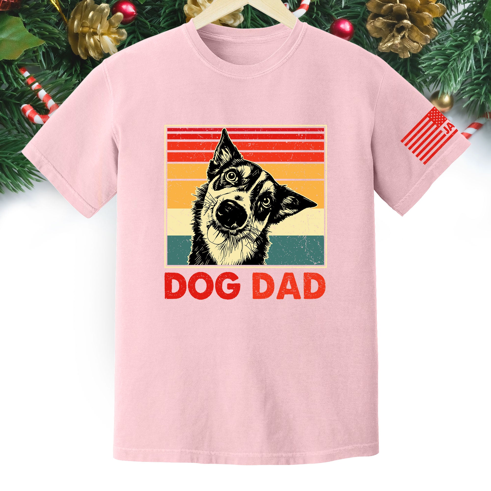 Custom Dog Dad T-Shirt – Personalized Pet Portrait Vintage Tee, Unique Gift for Dog Lovers
