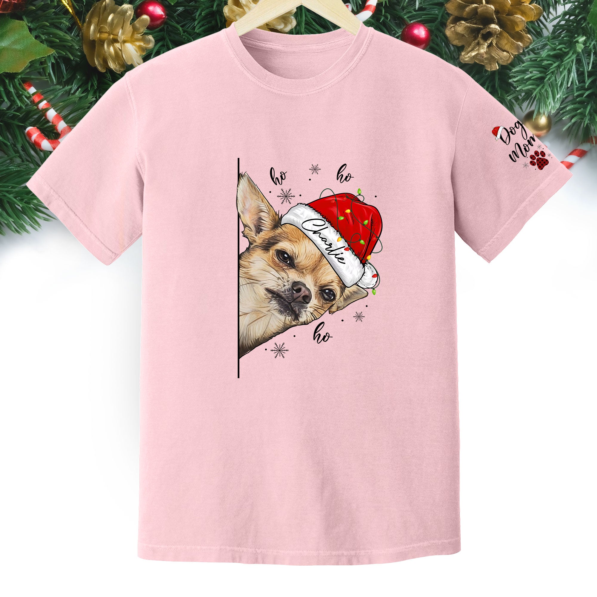 Custom Pet T-Shirt – Personalized Dog Photo Shirt, Christmas Gift for Women Dog Mom