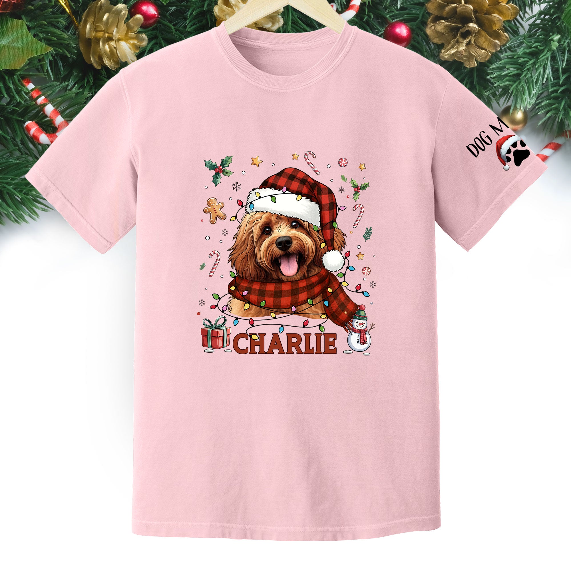 Custom Dog Christmas T-Shirt – Personalized Pet Photo Shirt, Holiday Gift for Dog Mom