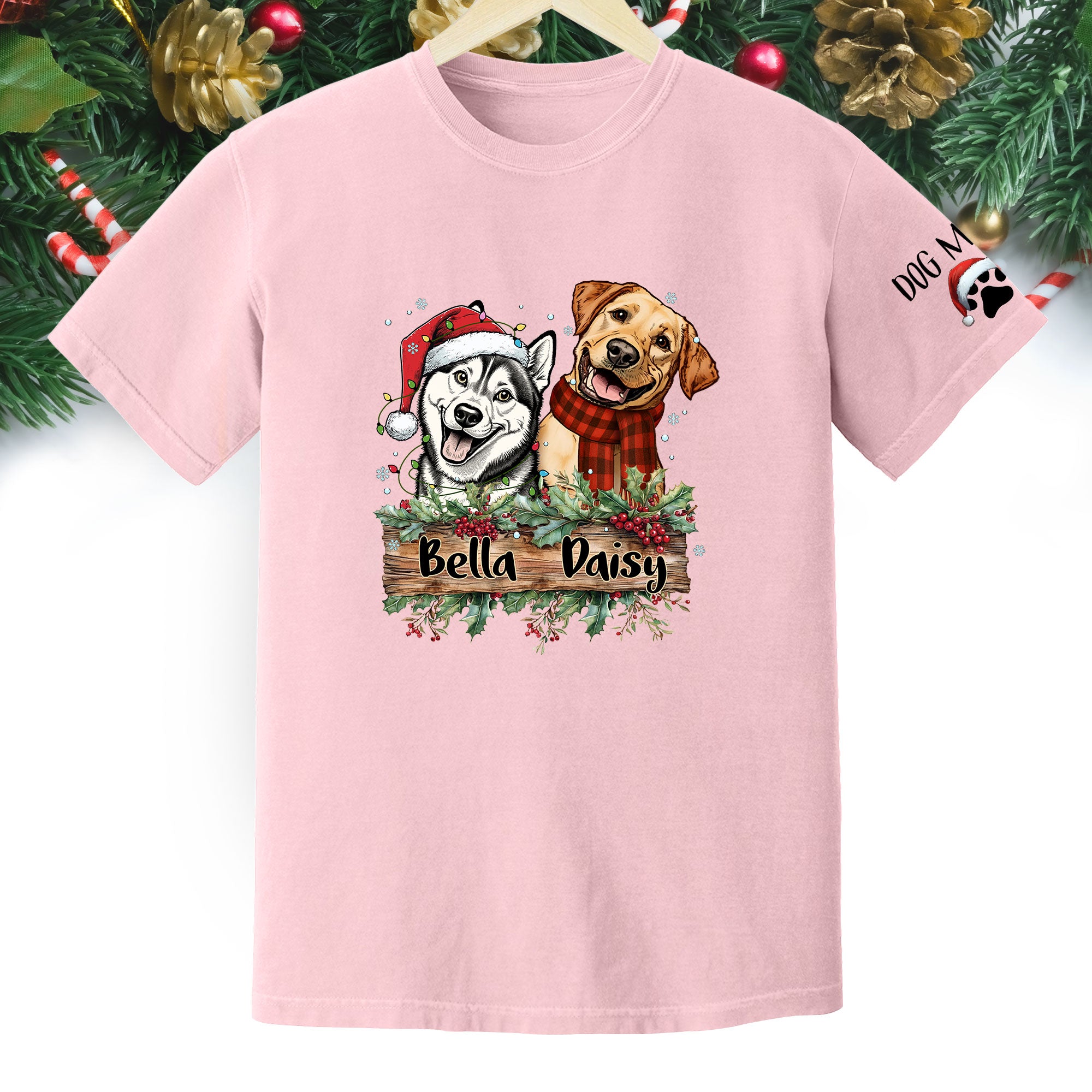 Christmas Dog T-Shirt – Custom Pet Photo Tee, Personalized Holiday Gift for Dog Lovers