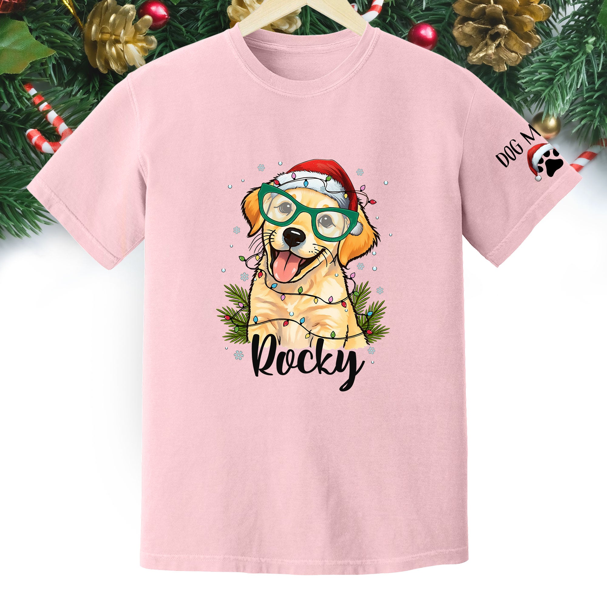 Custom Pet Christmas Shirt – Personalized Dog T-Shirt, Cute Holiday Gift for Pet Lovers