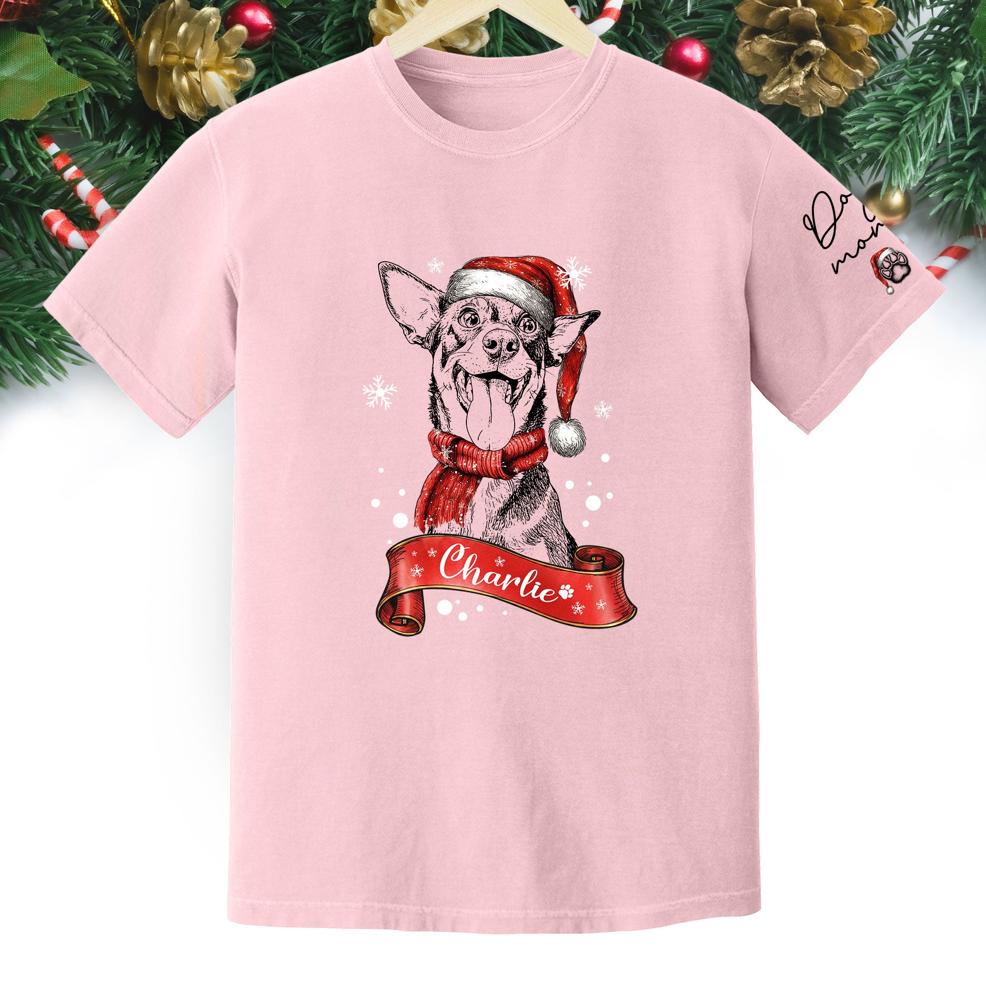 Christmas Dog T-Shirt – Custom Pet Photo Shirt, Funny Personalized Gift for Pet Lover
