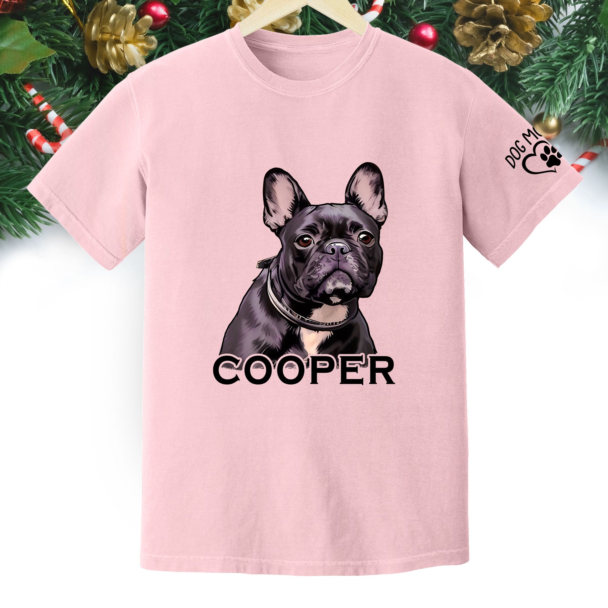 Custom Dog Mom T-Shirt – Personalized Pet Portrait & Name, Cute Dog Lover Gift