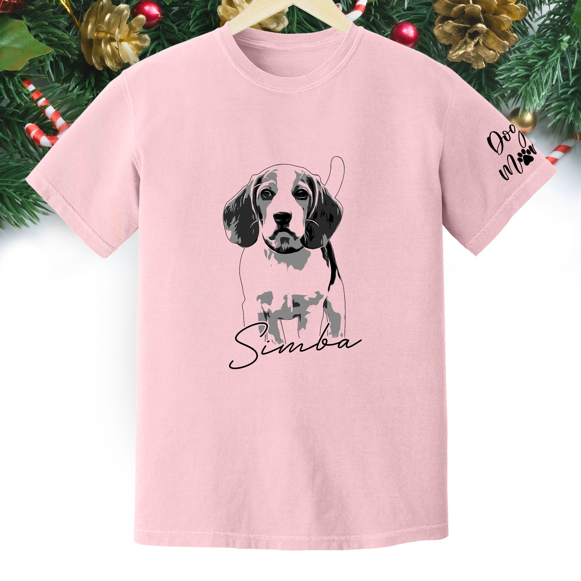 Custom Dog Lover T-Shirt with Name & Sleeve Print – Personalized Pet Graphic Tee