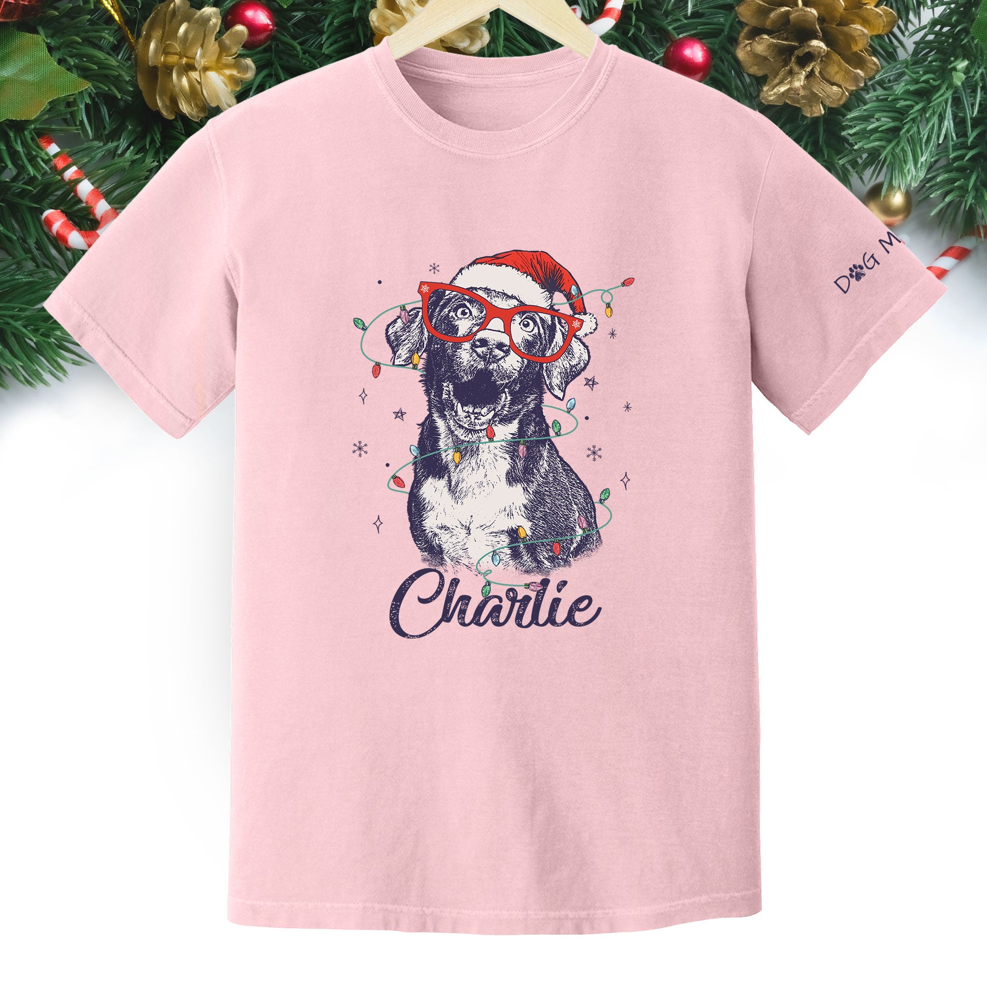 Personalized Dog Christmas Shirt – Custom Pet Photo Tee, Holiday Gift for Dog Mom