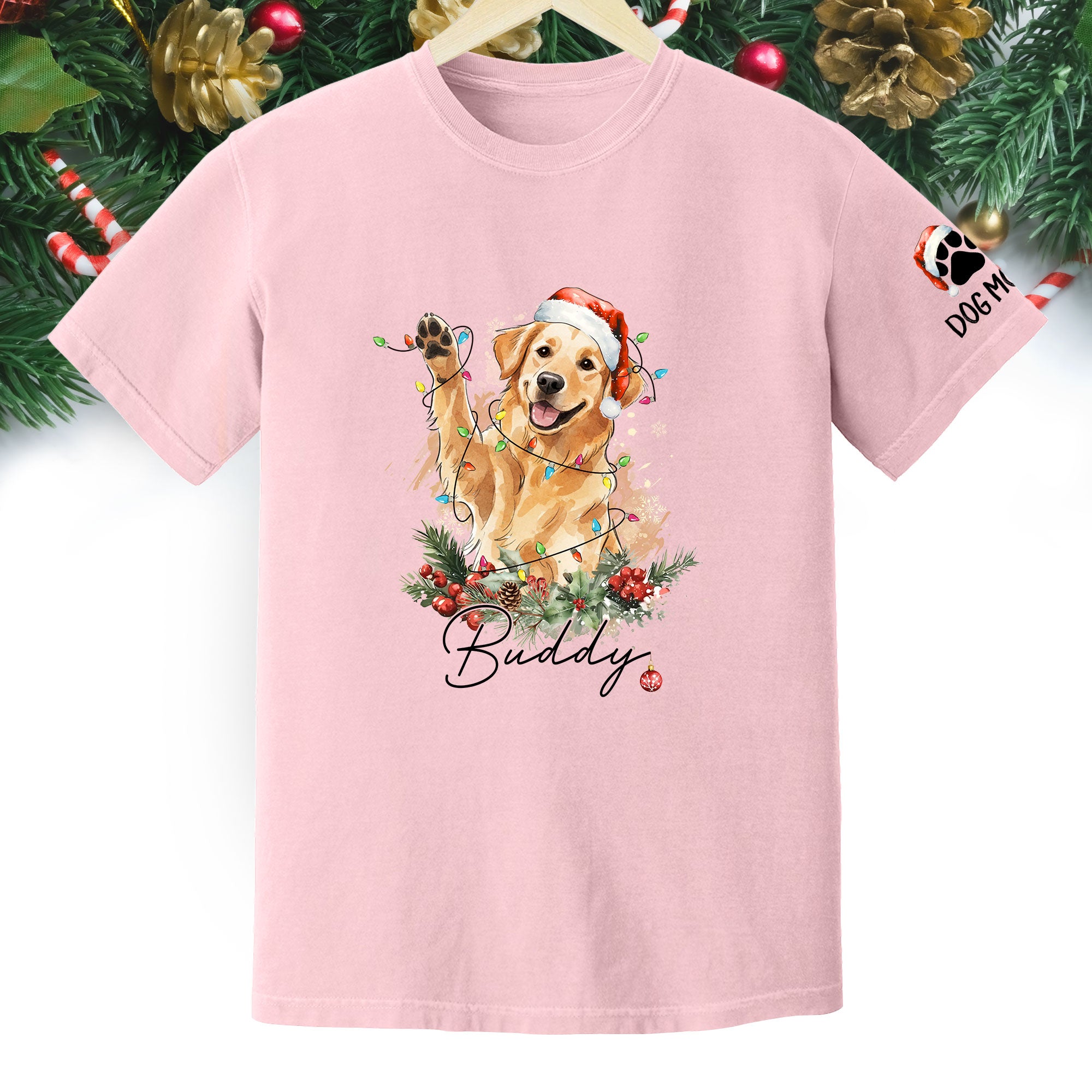 Custom Pet Photo T-Shirt – Personalized Dog Christmas Tee, Funny Gift for Dog Lovers