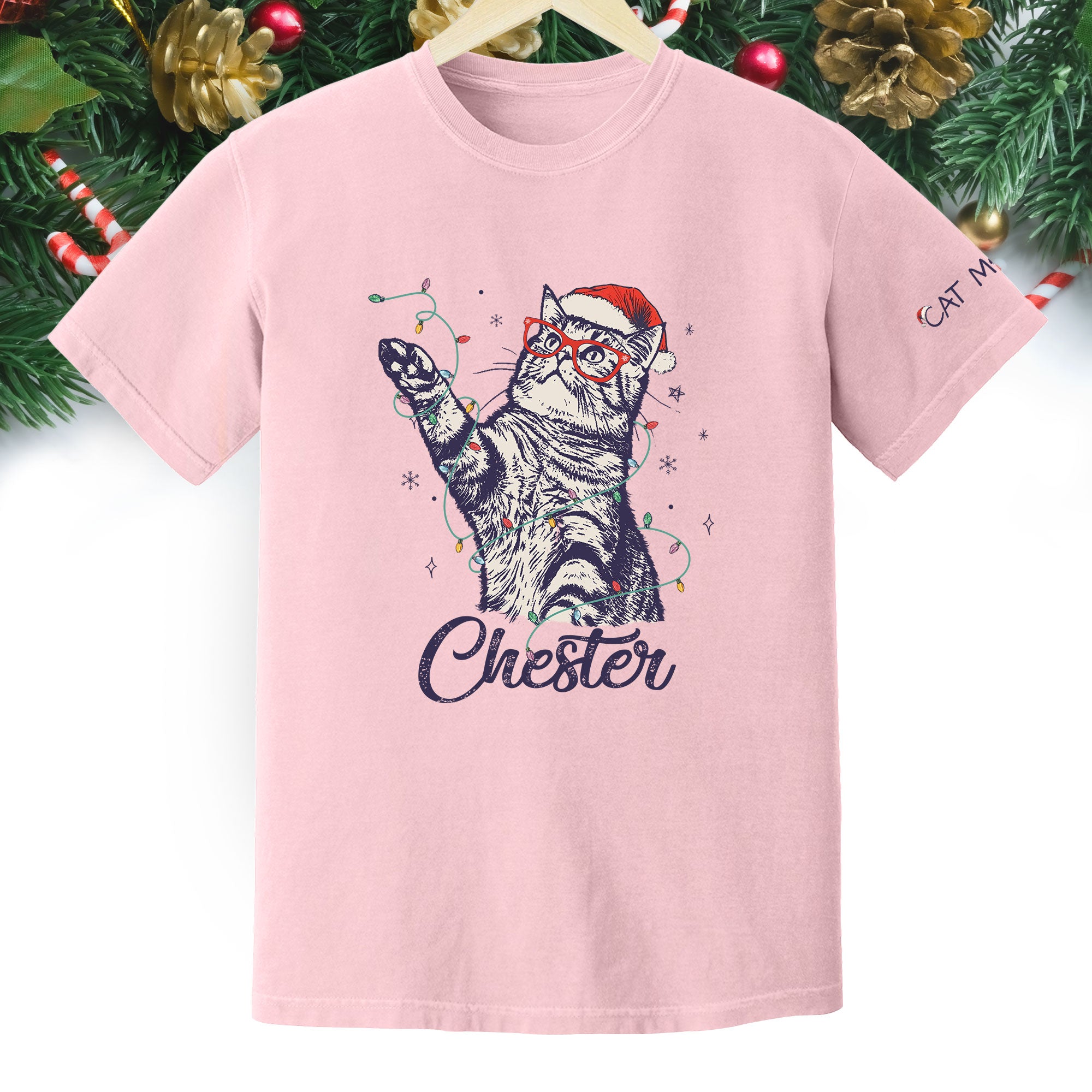 Personalized Cat Christmas Shirt – Custom Pet Photo T-Shirt, Holiday Gift for Cat Mom