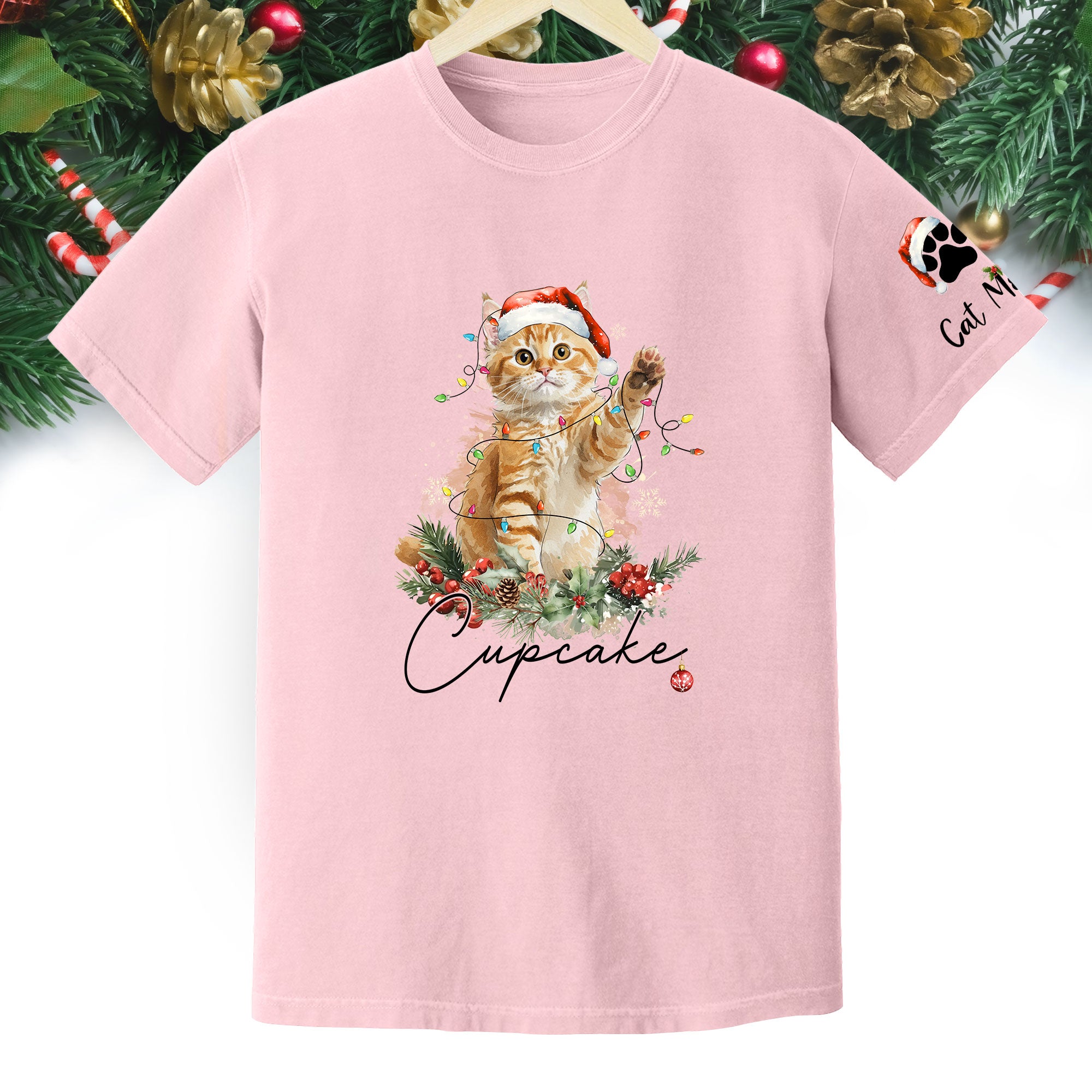 Custom Cat Lover T-Shirt – Personalized Pet Photo Christmas Shirt, Cute Gift for Pet Lovers