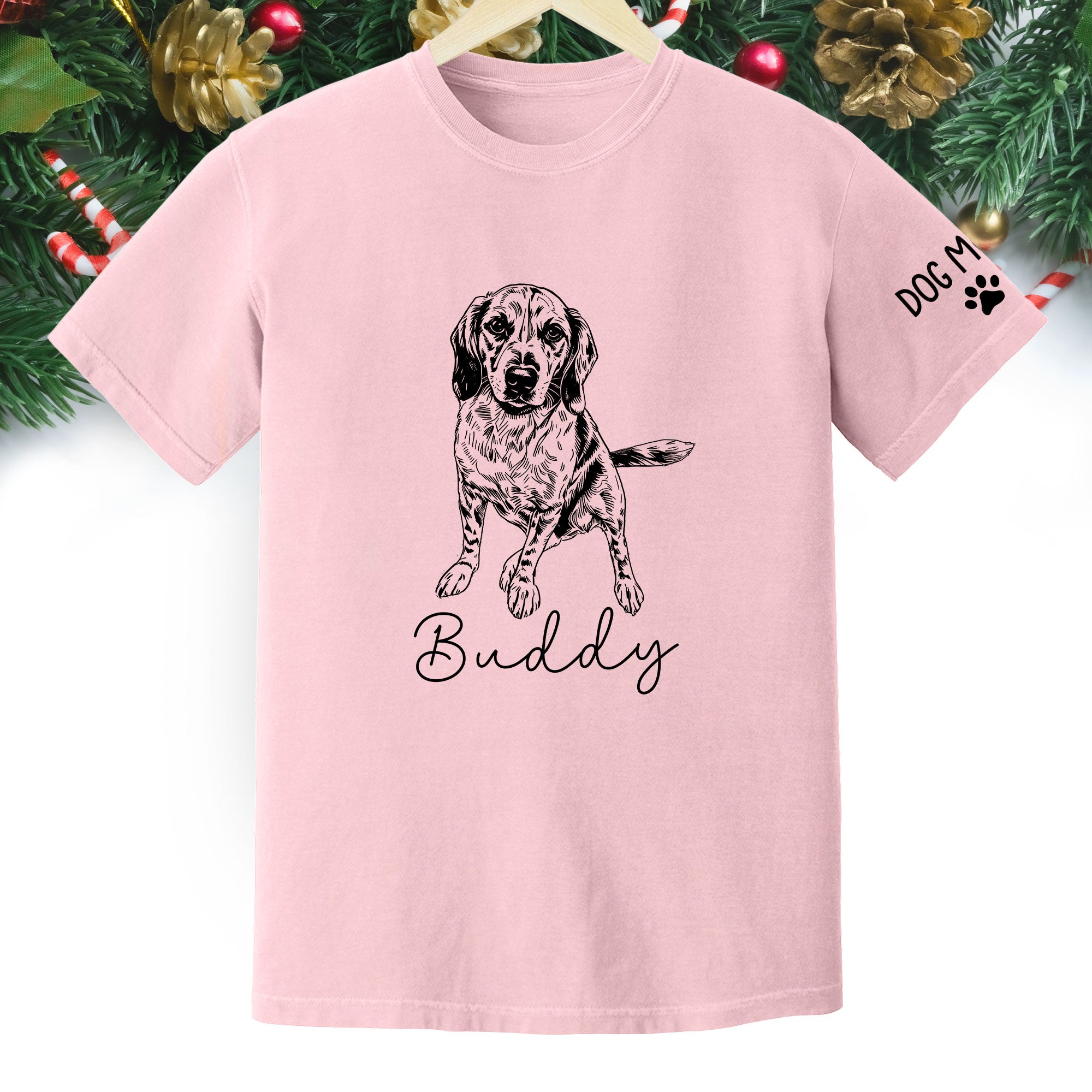 Personalized Dog Mom T-Shirt, Custom Dog Line Art Tee with Pet Name, Unique Gift for Dog Lovers