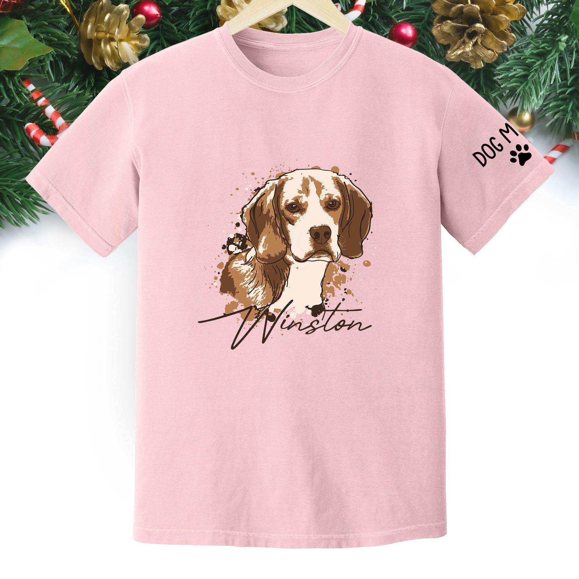 Personalized Dog Mom T-Shirt – Custom Dog Portrait Shirt with Pet Photo & Name, Unique Gift for Pet Lovers