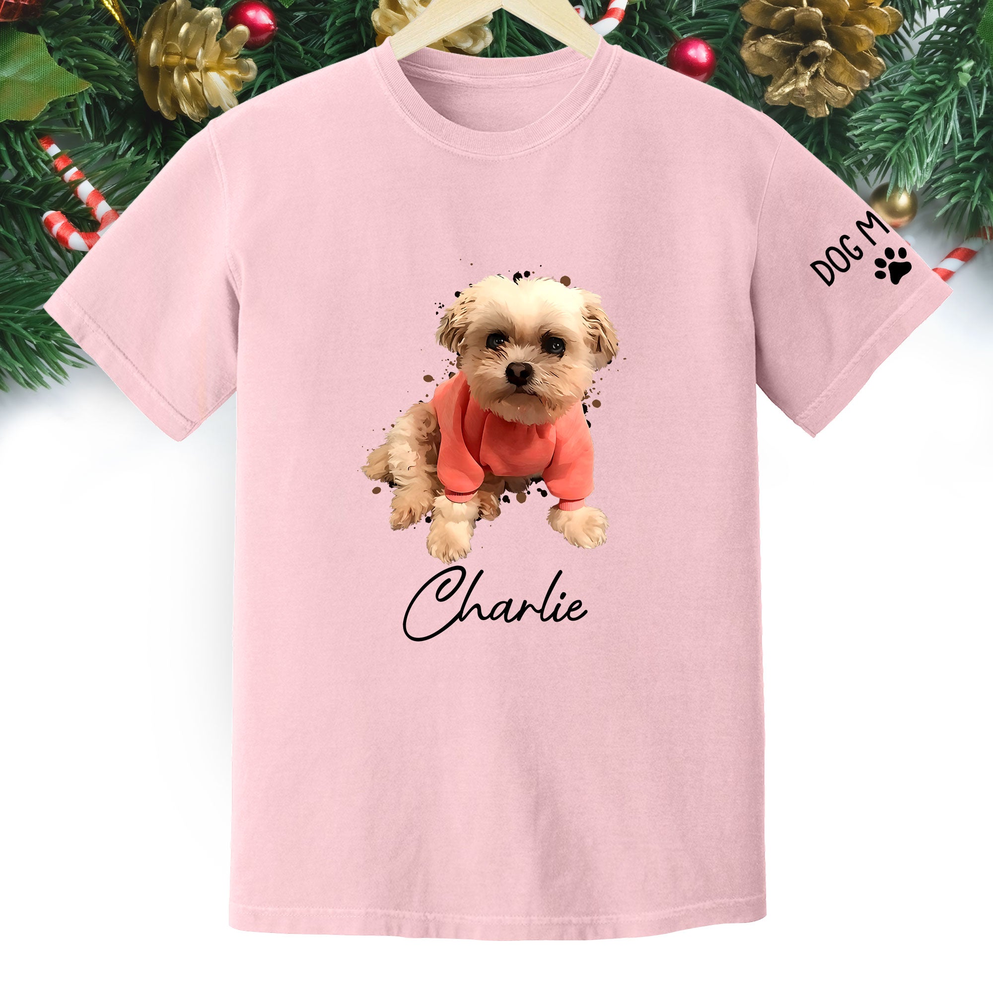 Personalized Dog Mom T-Shirt – Custom Dog Photo Shirt with Pet Name, Cute Gift for Pet Lovers