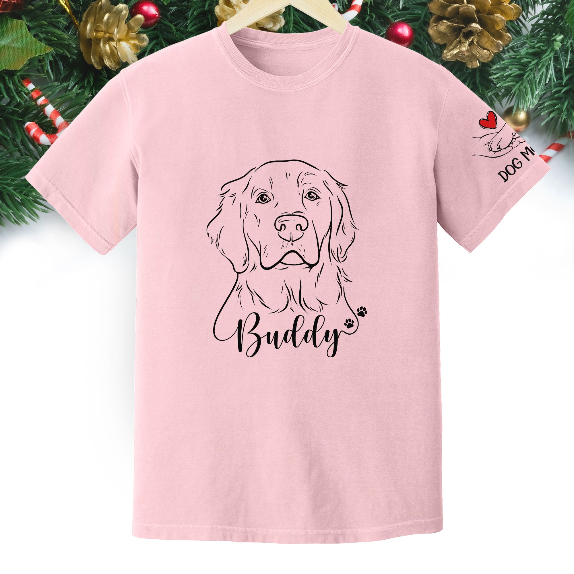 Custom Dog Mom T-Shirt – Personalized Line Art Dog Drawing, Unique Gift for Pet Lovers