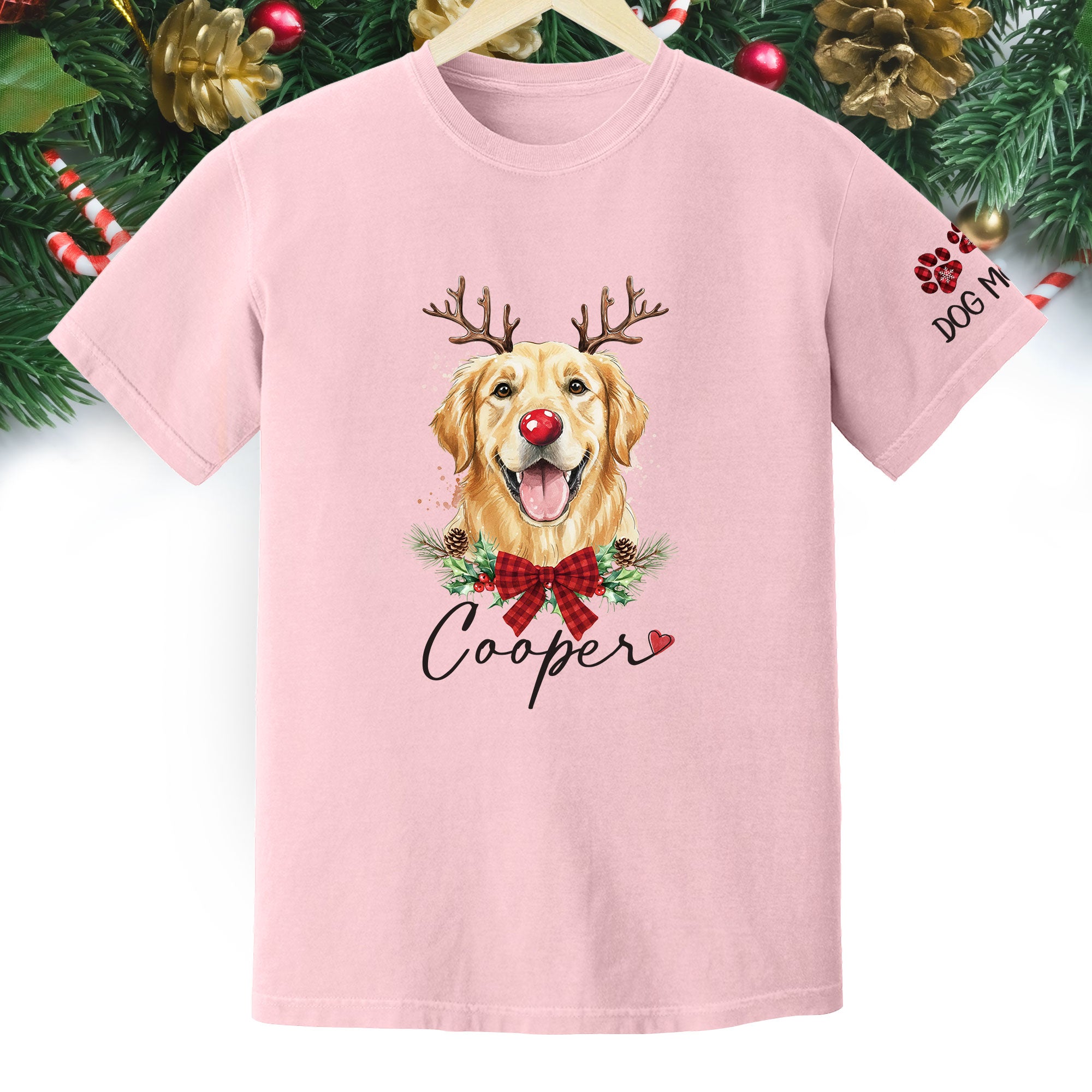 Dog Mom Christmas T-Shirt – Cute Personalized Holiday Tee for Pet Lovers
