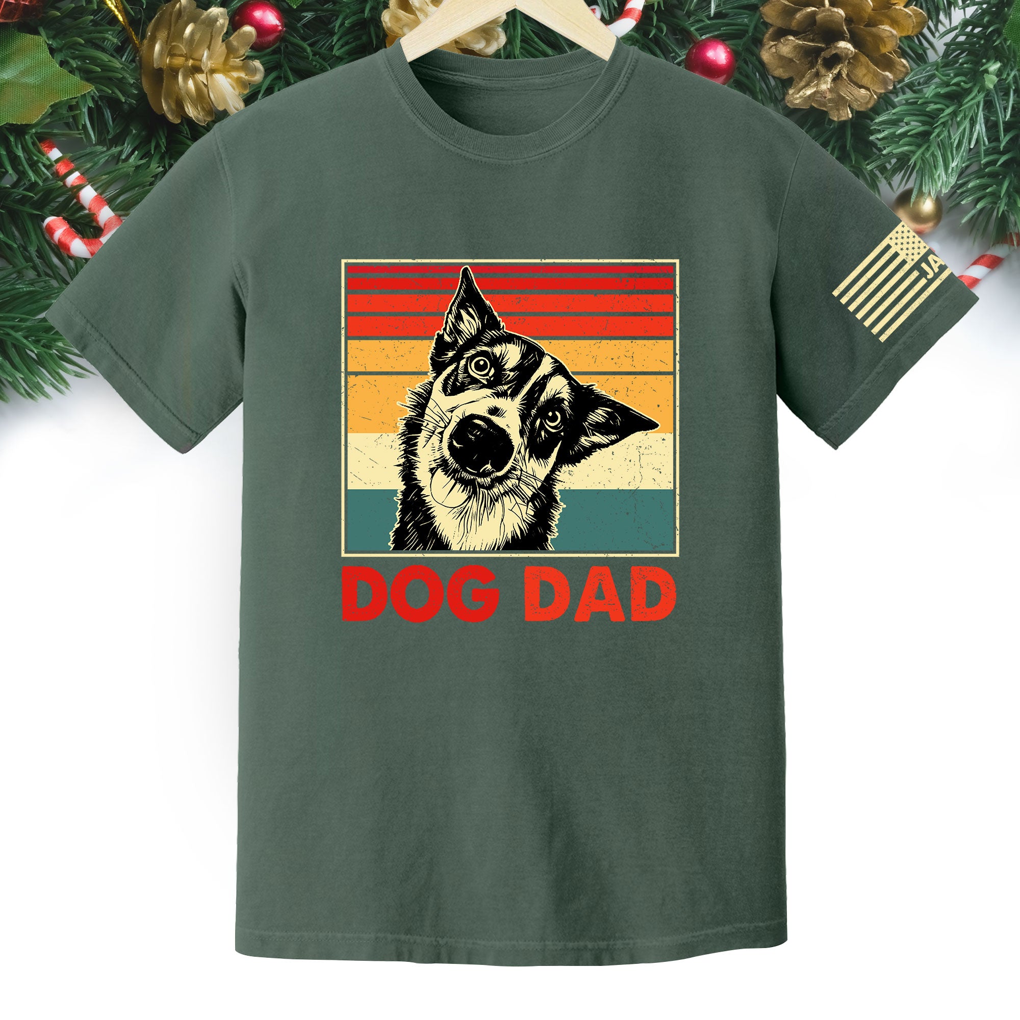 Custom Dog Dad T-Shirt – Personalized Pet Portrait Vintage Tee, Unique Gift for Dog Lovers